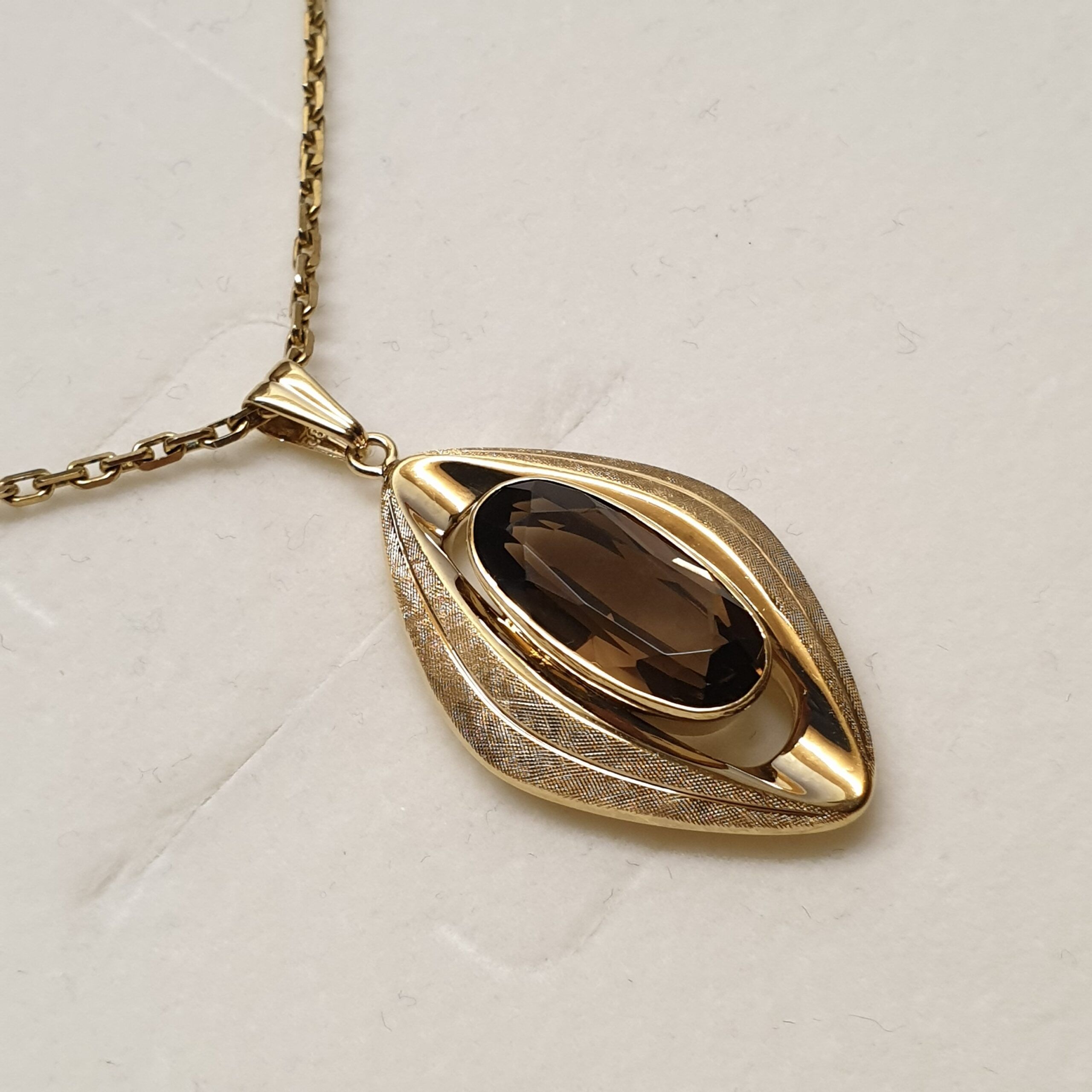 Design Goldanhänger Anhänger Gold 585 mit Smoky Quarz Rauchquarz Vintage Eleganz GAN157 – Bild 2