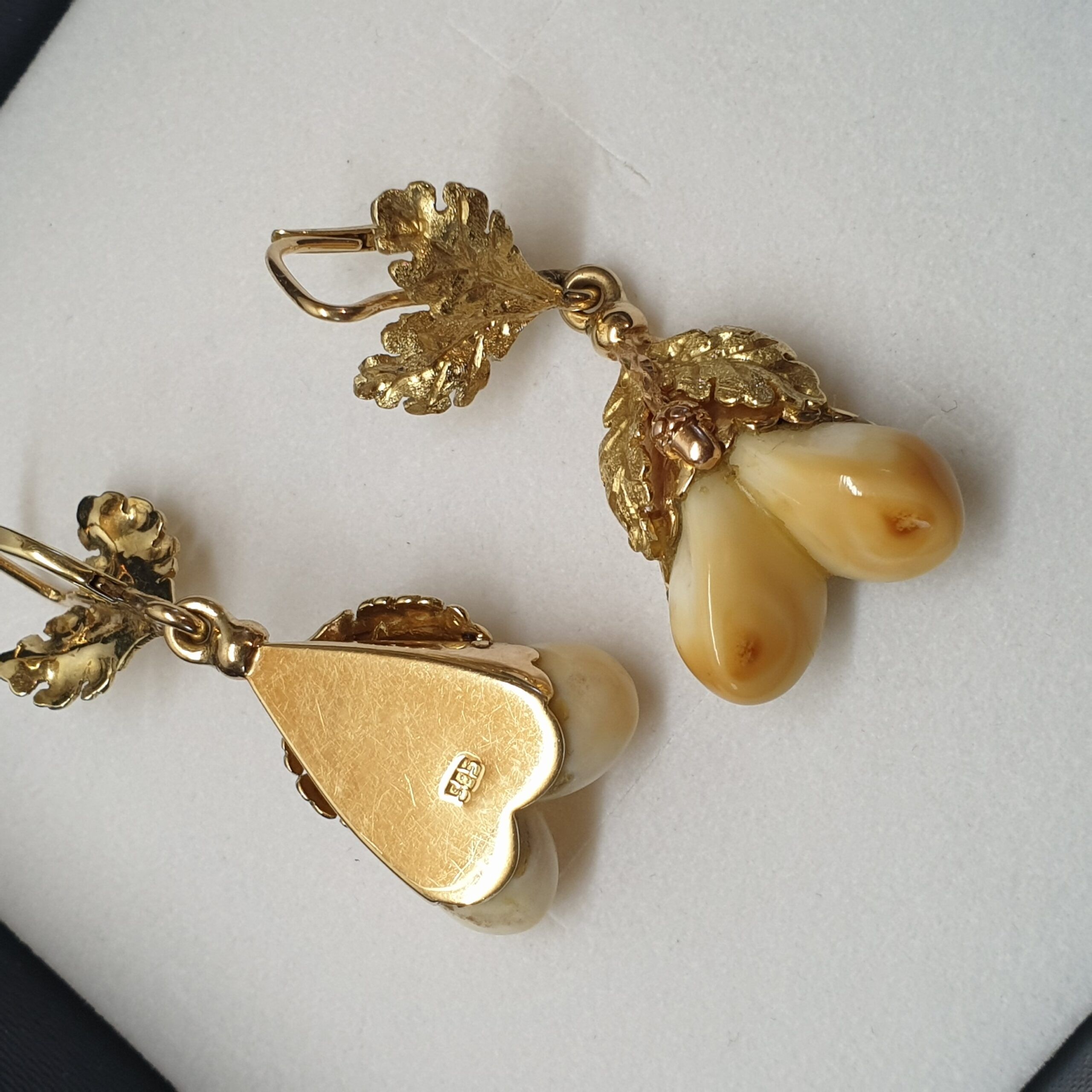 Ohrringe Hängeohrringe Trachtenschmuck Gold 585 Grandeln kunstvoll Goldschmiede elegant selten rar OR124 – Bild 2