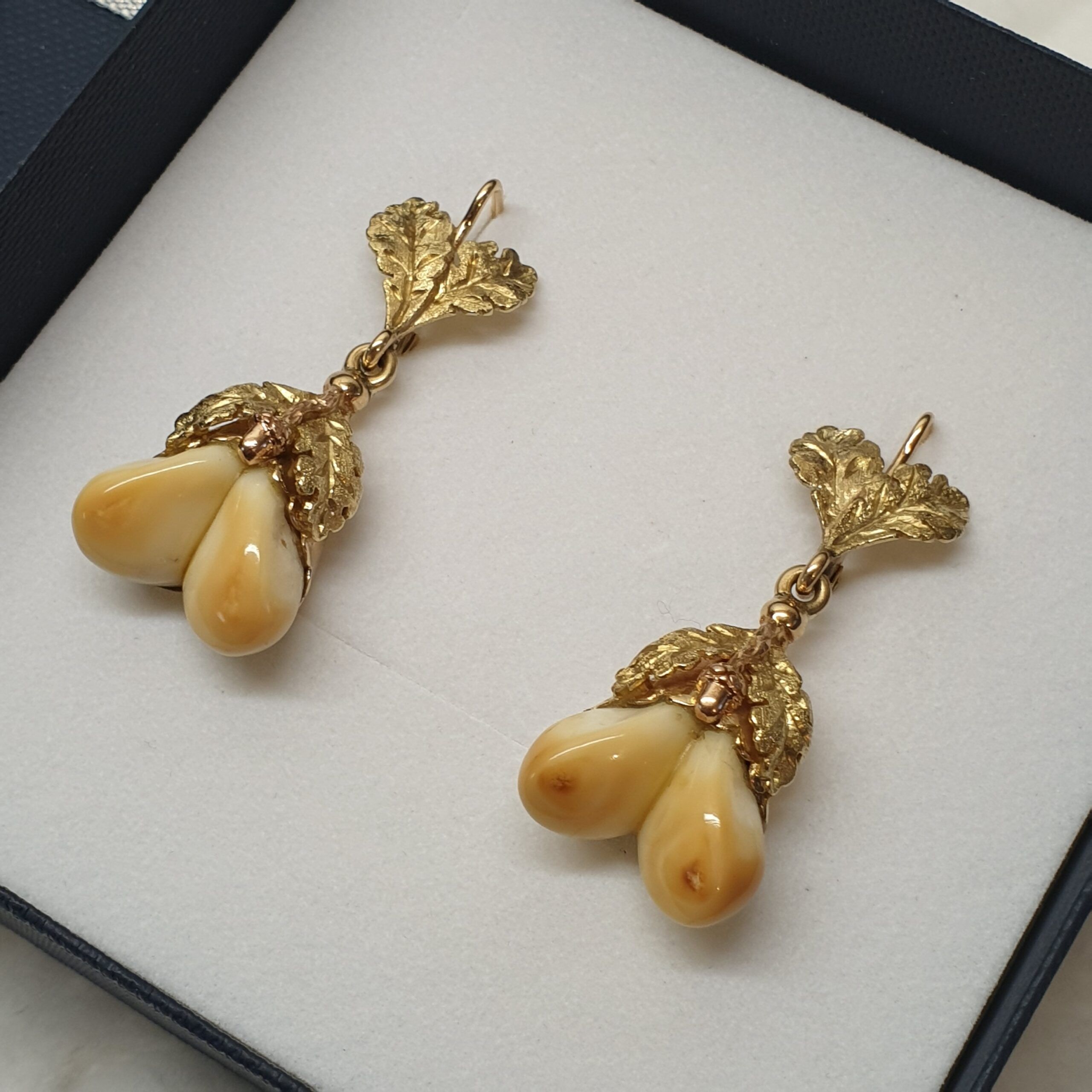 Ohrringe Hängeohrringe Trachtenschmuck Gold 585 Grandeln kunstvoll Goldschmiede elegant selten rar OR124 – Bild 3