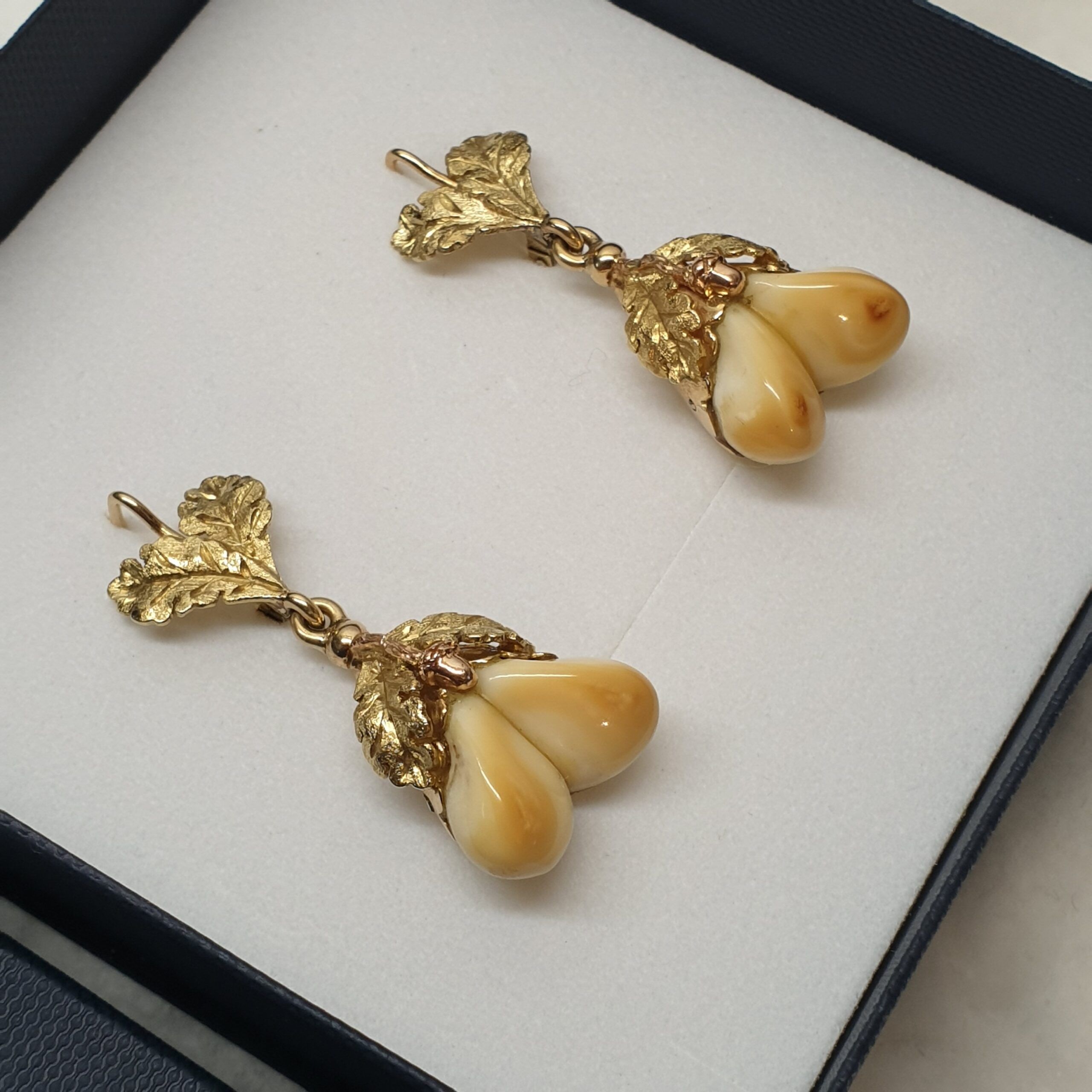 Ohrringe Hängeohrringe Trachtenschmuck Gold 585 Grandeln kunstvoll Goldschmiede elegant selten rar OR124 – Bild 4