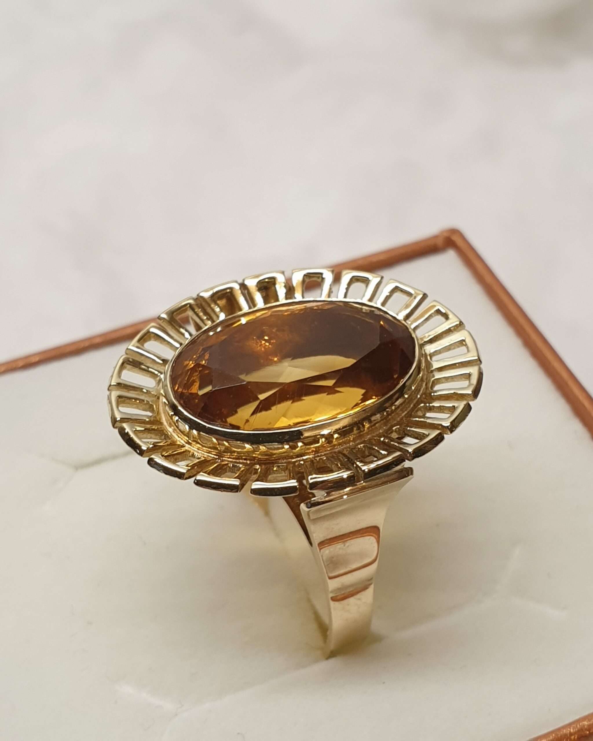 17,1 mm Nostalgischer Goldring Ring Gold 585 Citrin Shabby Vintage elegant GR503 – Bild 3