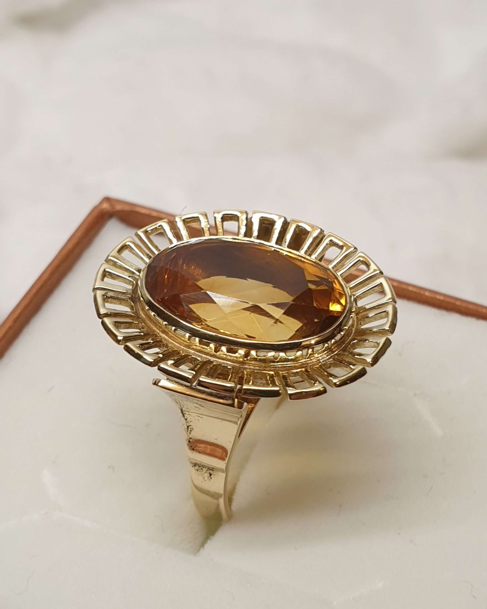 17,1 mm Nostalgischer Goldring Ring Gold 585 Citrin Shabby Vintage elegant GR503