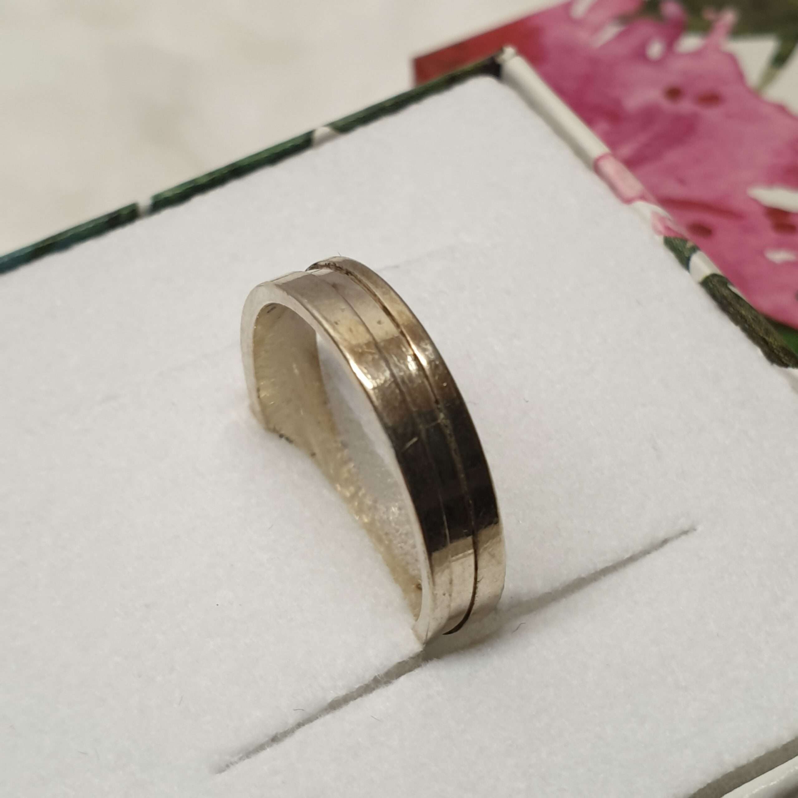 16,6 mm Edler Ring Silber 925 Streifen Design Vintage SR1200 – Bild 3