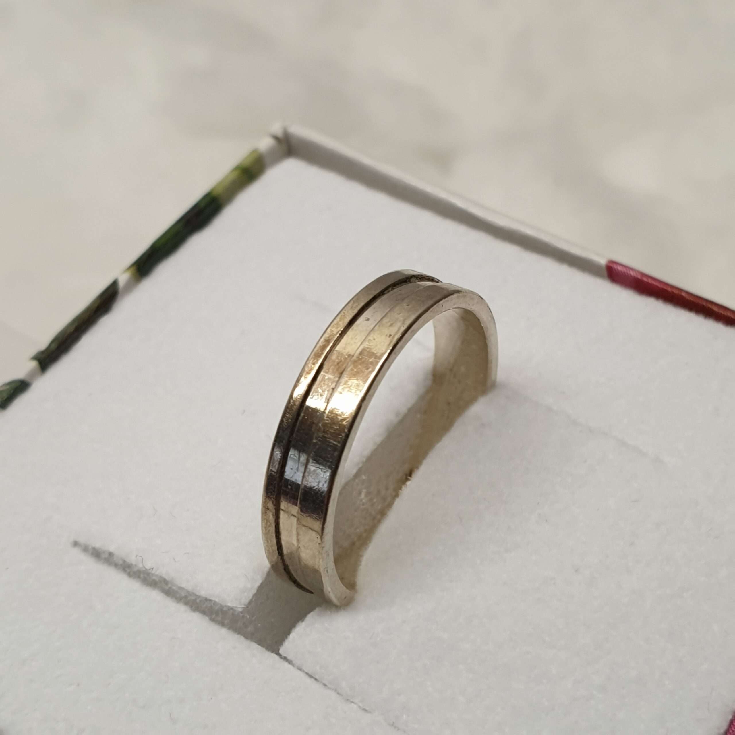 16,6 mm Edler Ring Silber 925 Streifen Design Vintage SR1200