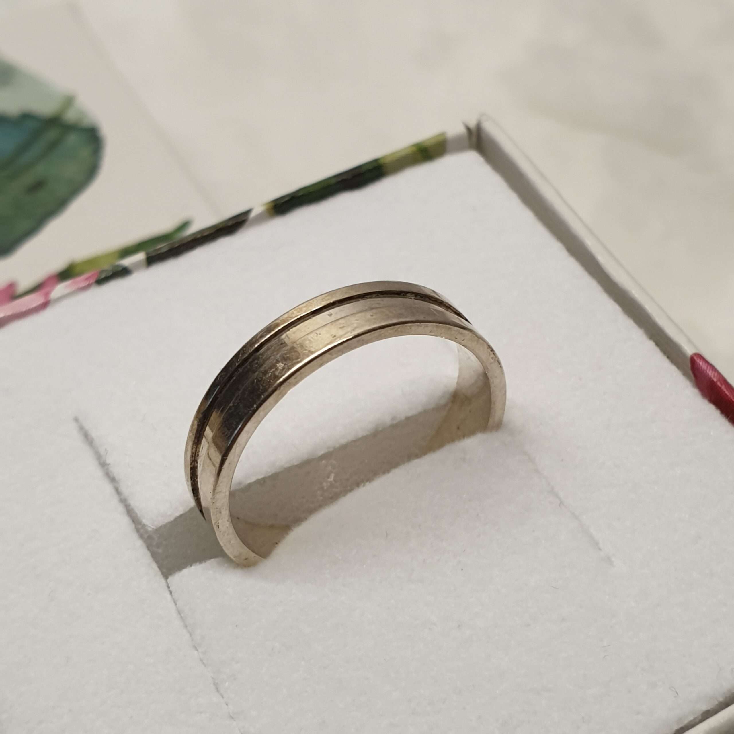 16,6 mm Edler Ring Silber 925 Streifen Design Vintage SR1200 – Bild 2