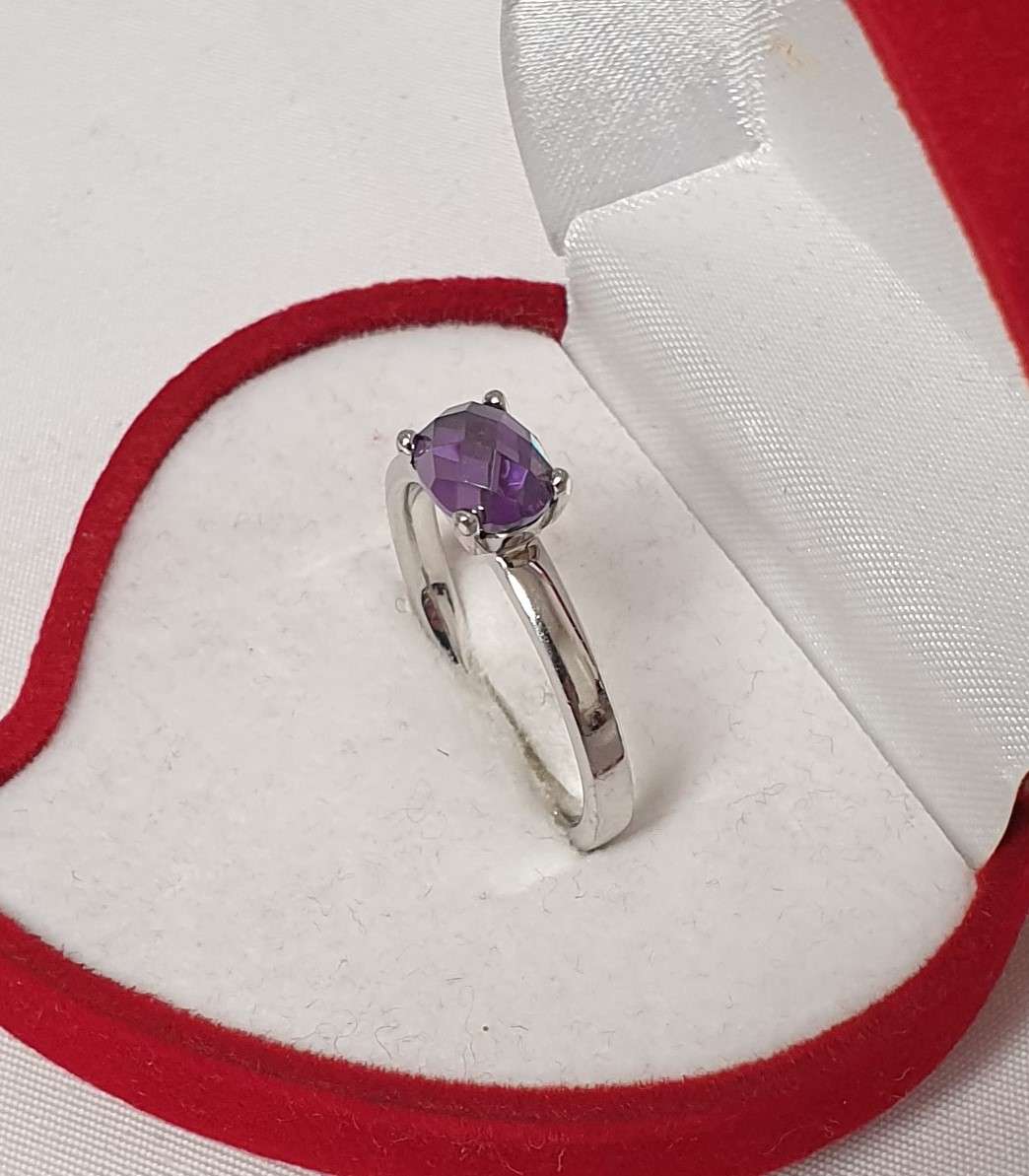 19,2 mm Eleganter Ring Silber 925 Amethyst Vintage stylisch SR912