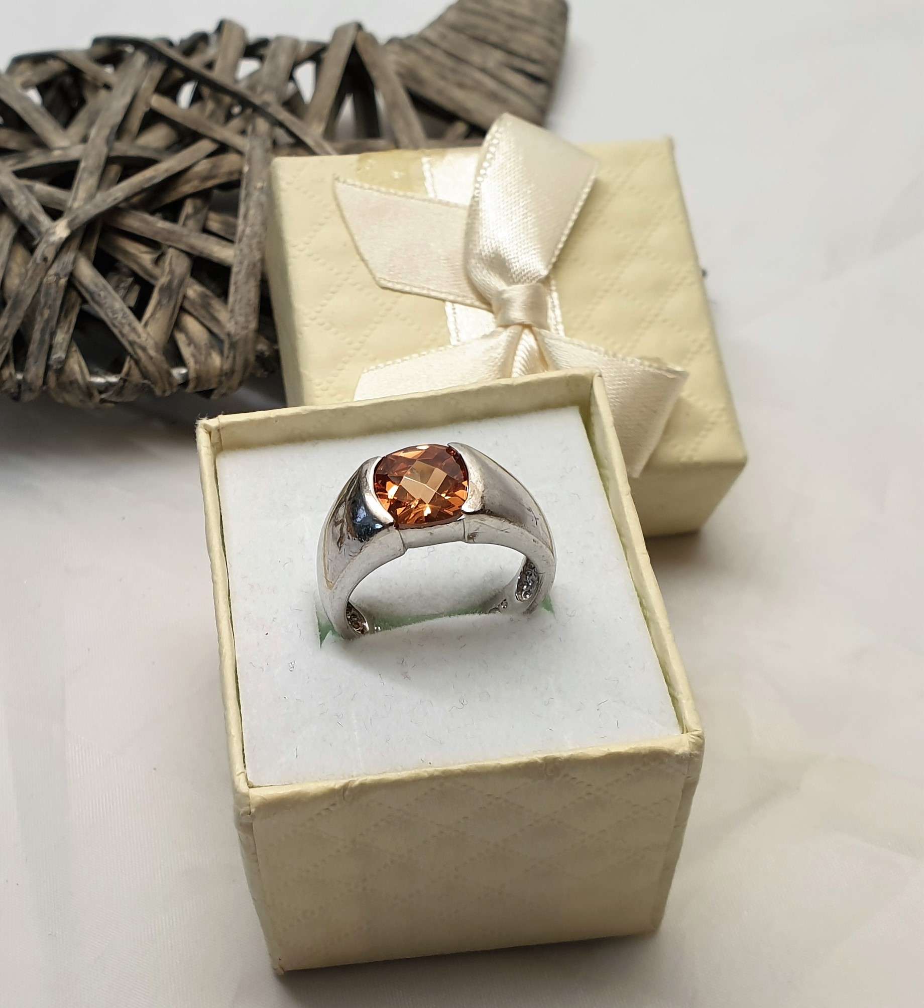 18 mm Schicker Silberring Ring Silber 925 Kristall orange Glitzer edel SR733 – Bild 4