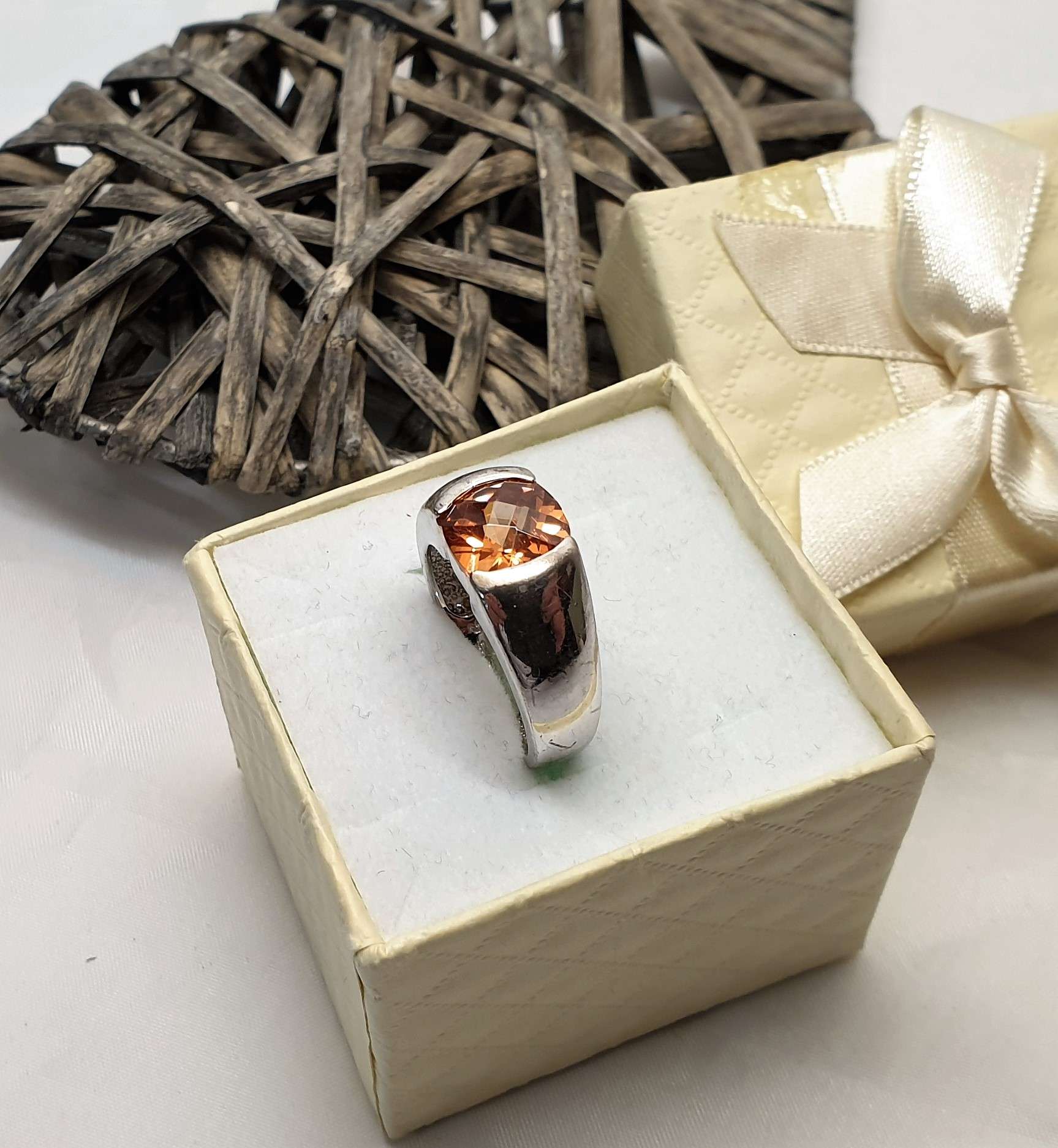 18 mm Schicker Silberring Ring Silber 925 Kristall orange Glitzer edel SR733 – Bild 3