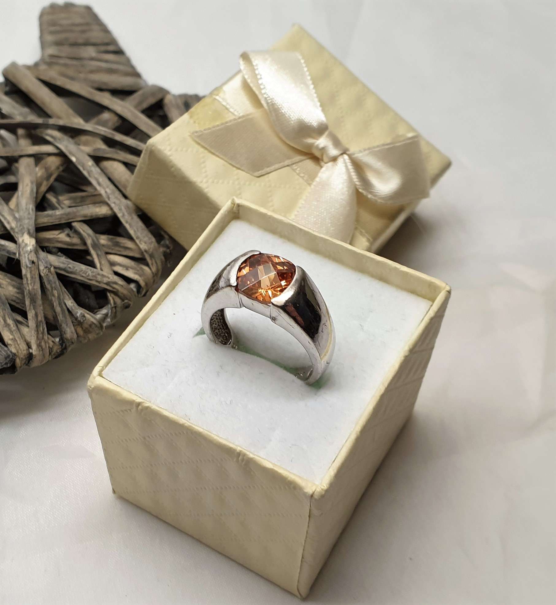 18 mm Schicker Silberring Ring Silber 925 Kristall orange Glitzer edel SR733 – Bild 2