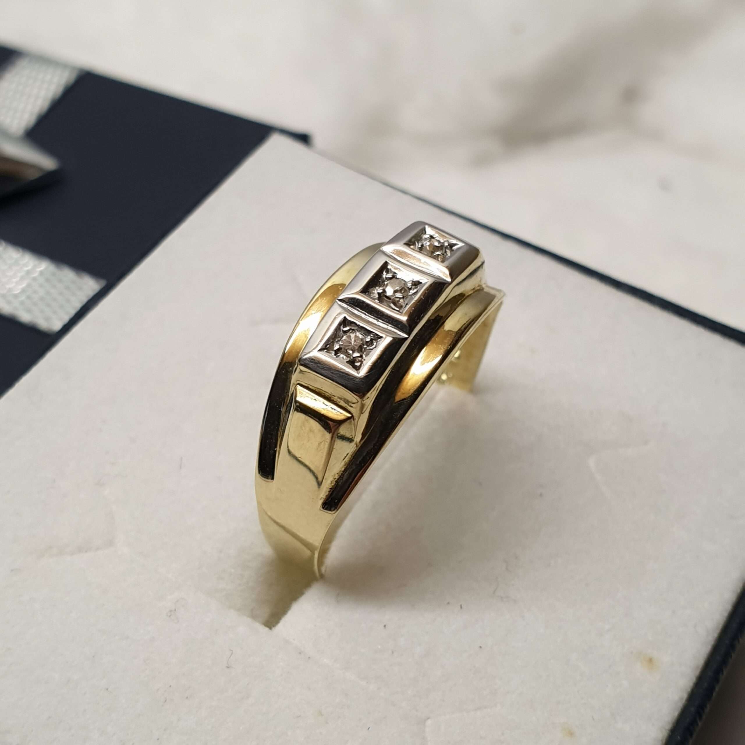 19 mm Nostalgischer Ring Goldring Gold 585 Diamanten edel Vintage GR208 – Bild 3