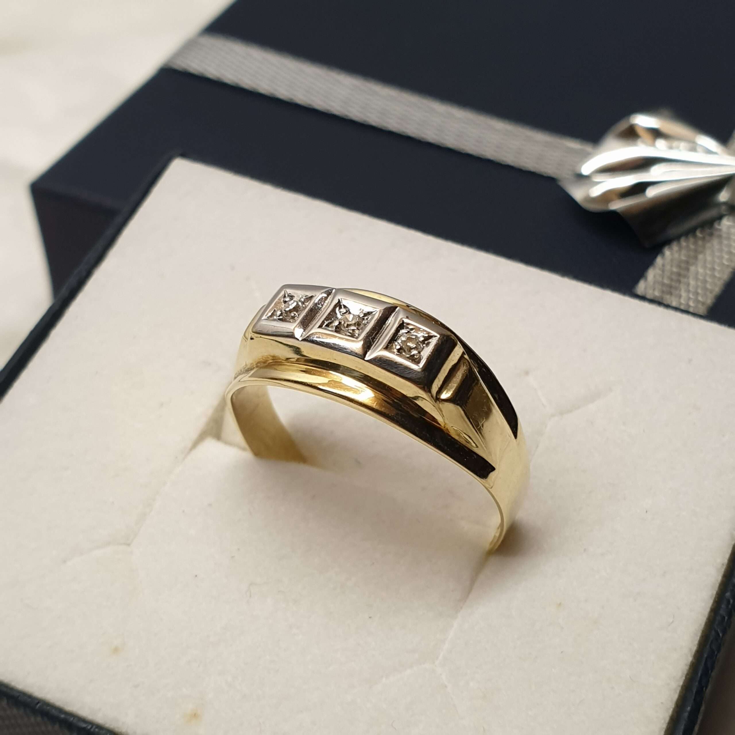 19 mm Nostalgischer Ring Goldring Gold 585 Diamanten edel Vintage GR208 – Bild 2