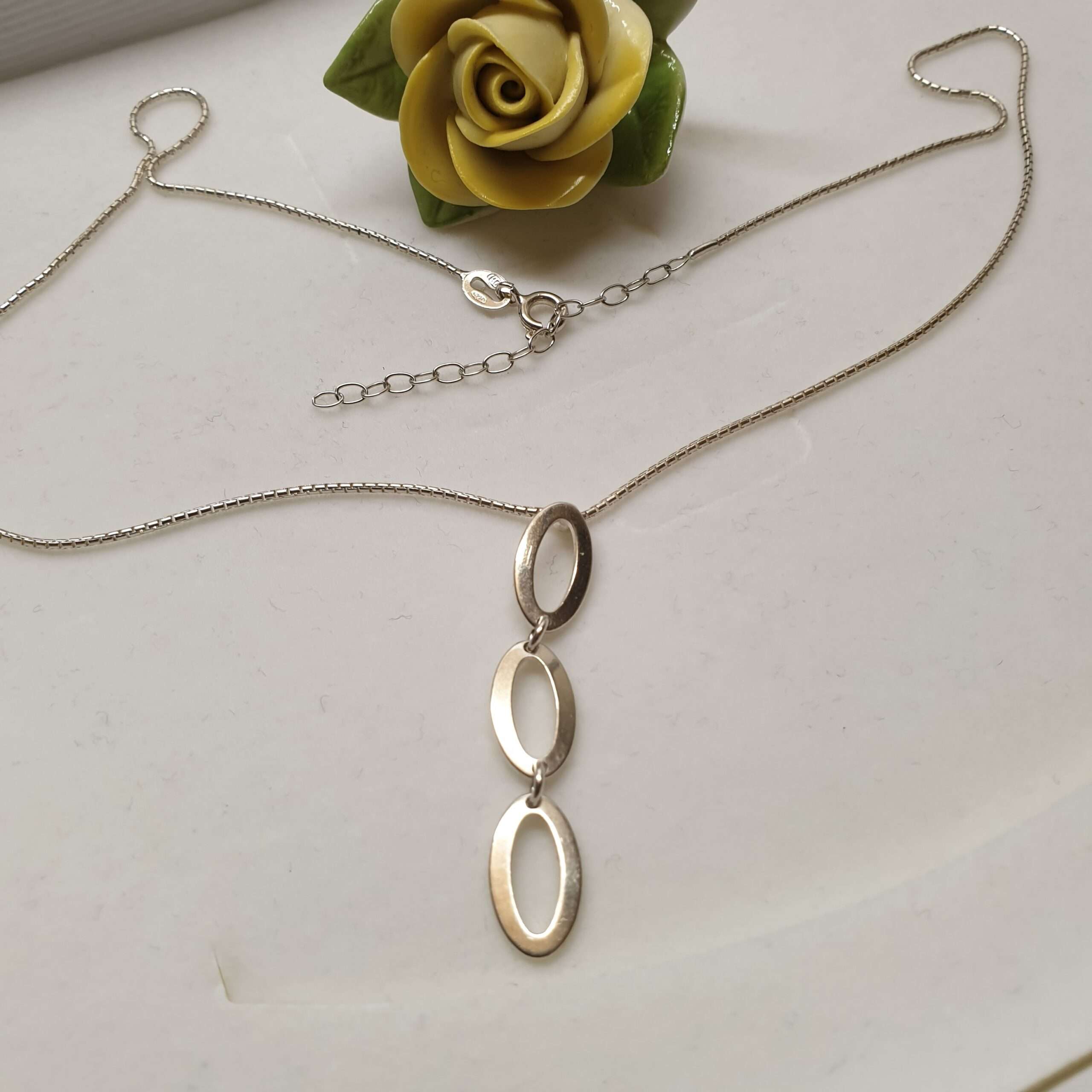 40 - 45 cm Kette Halskette Gliederkette Silber 925 mit integriertem Anhänger Ringdesign Vintage elegant SK1390 – Bild 4