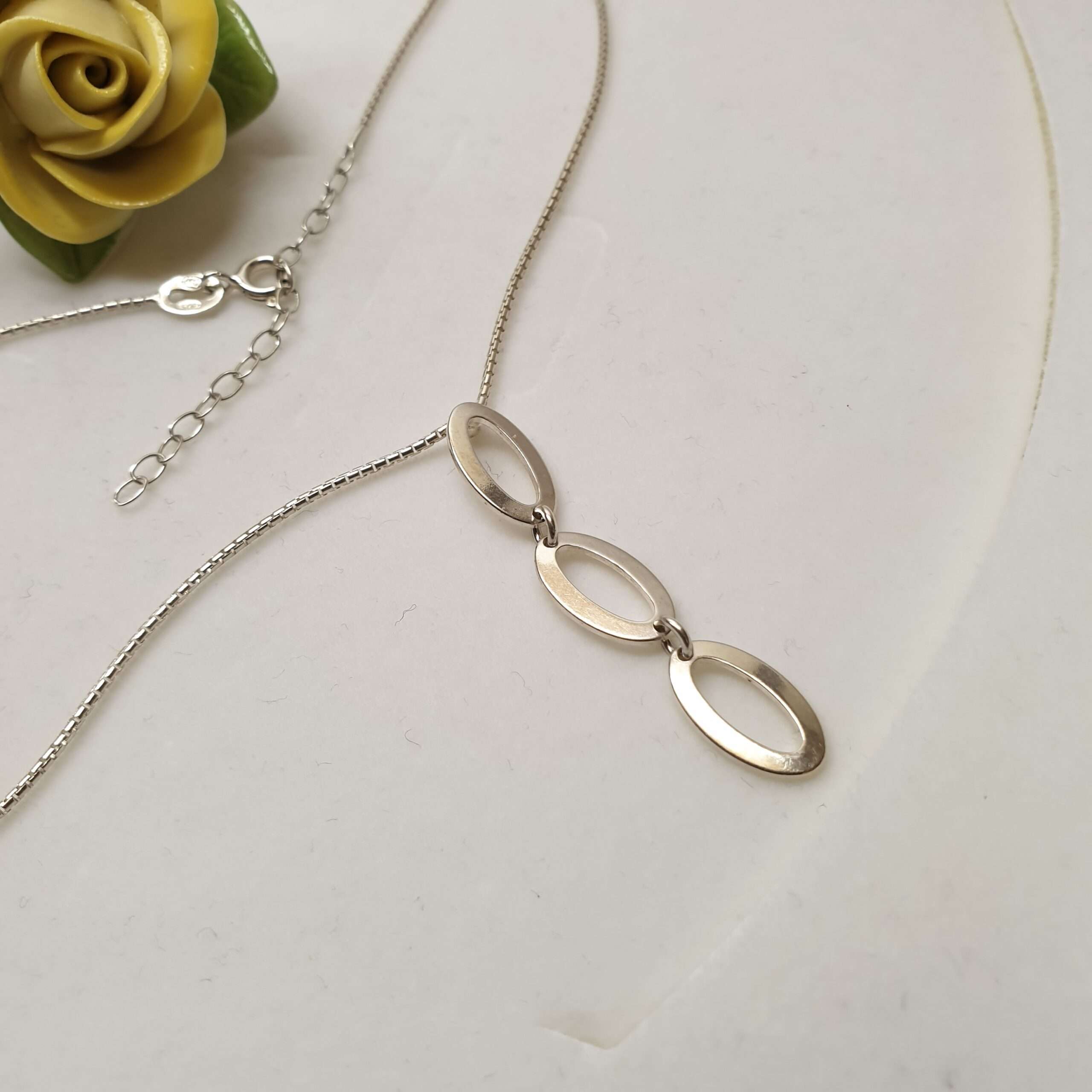 40 - 45 cm Kette Halskette Gliederkette Silber 925 mit integriertem Anhänger Ringdesign Vintage elegant SK1390