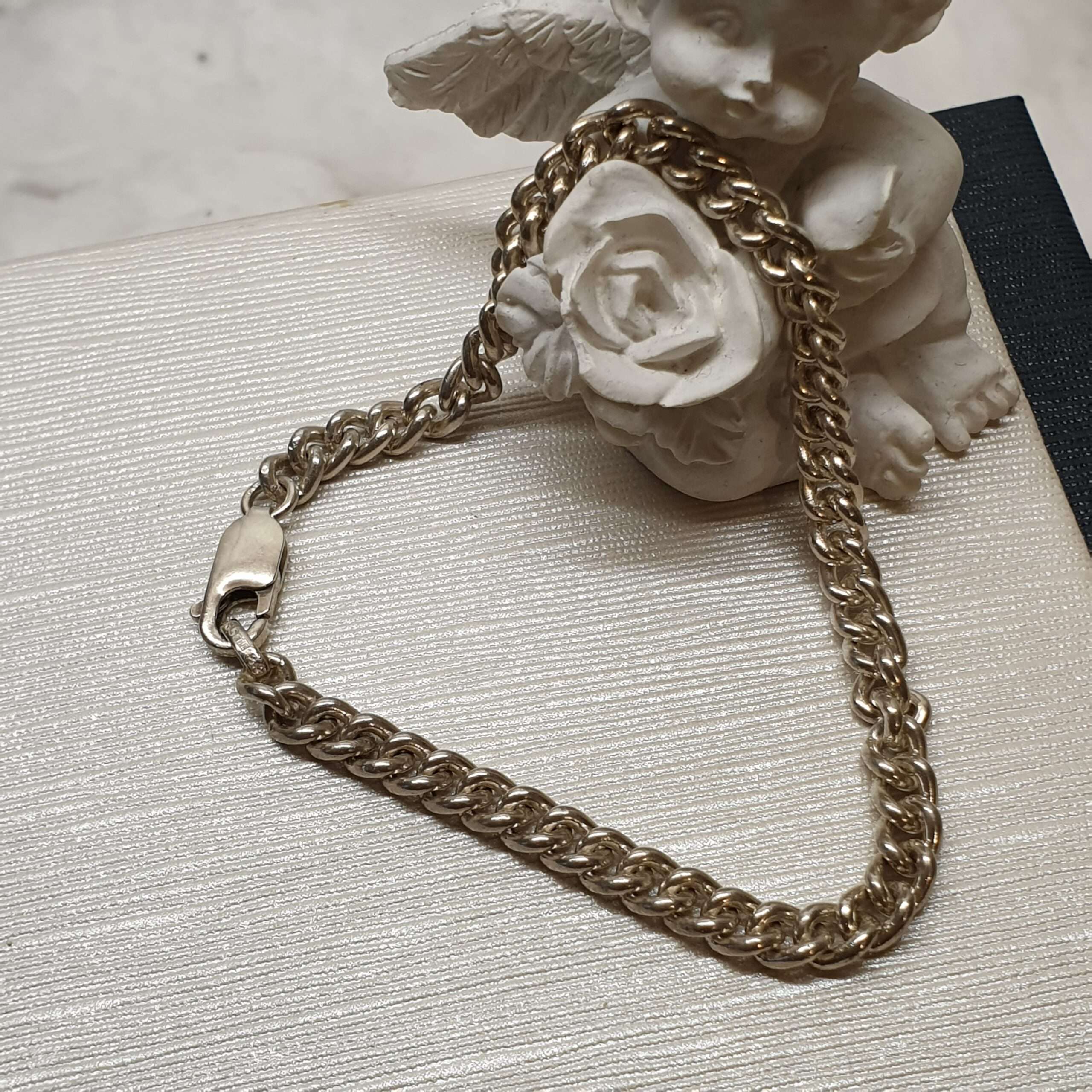 19 cm Panzerarmband Armband Silber 835 FBM Verschluss Silber 925 Vintage elegant SA490 – Bild 2