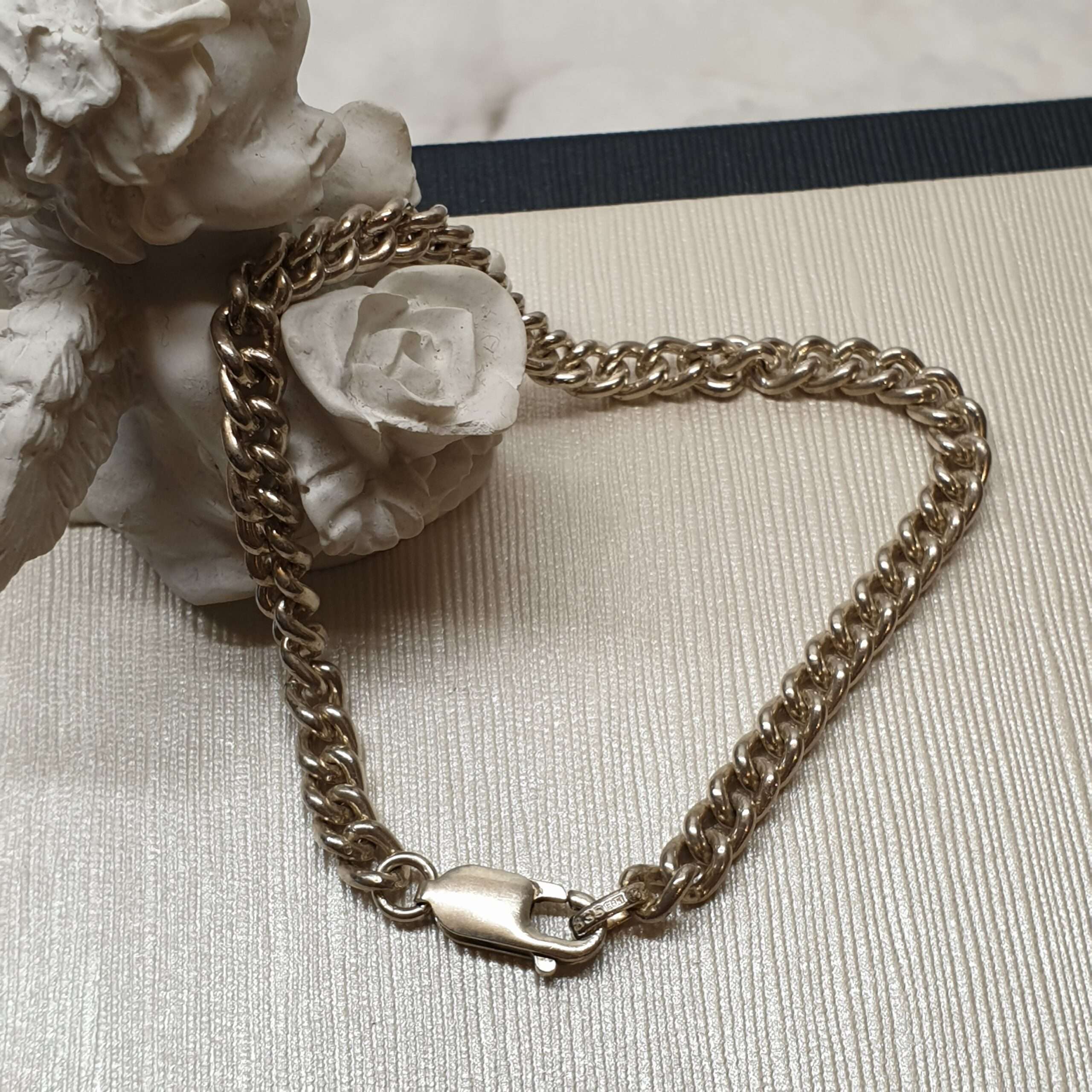 19 cm Panzerarmband Armband Silber 835 FBM Verschluss Silber 925 Vintage elegant SA490