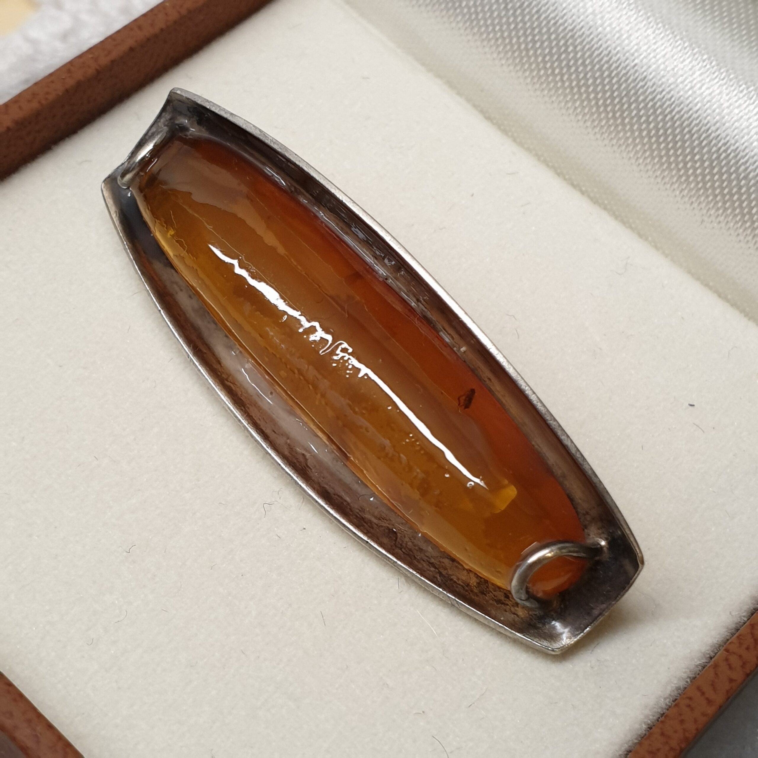 Nostalgische Brosche Silber 835 Anstecknadel Bernstein Shabby Vintage selten rar SB319 – Bild 2