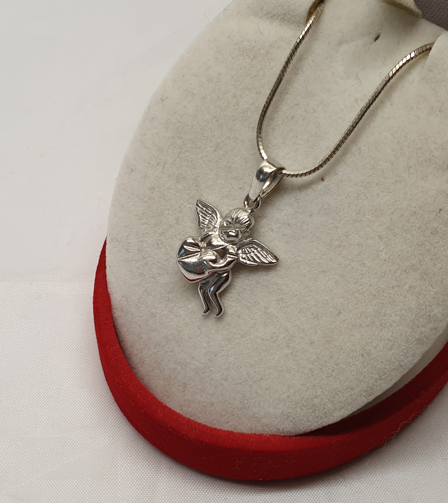 Anhänger Silberanhänger Engelchen Engel Amor mit Herz Silber 925 Vintage SKA1421 – Bild 4