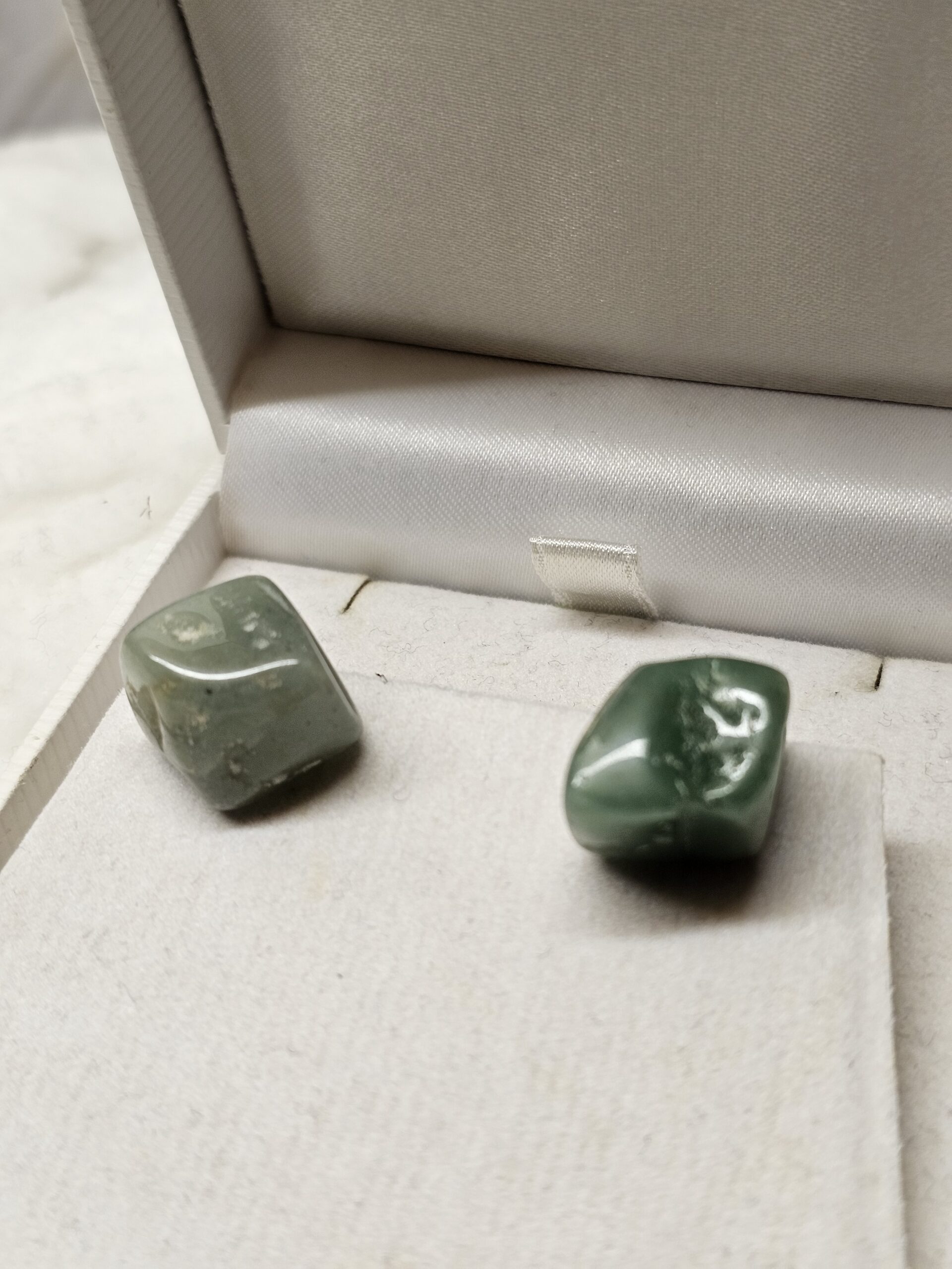 Tolle Ohrringe Ohrstecker Silber 925 Aventurin grün hellgrün Stein Vintage elegant SO444 – Bild 2