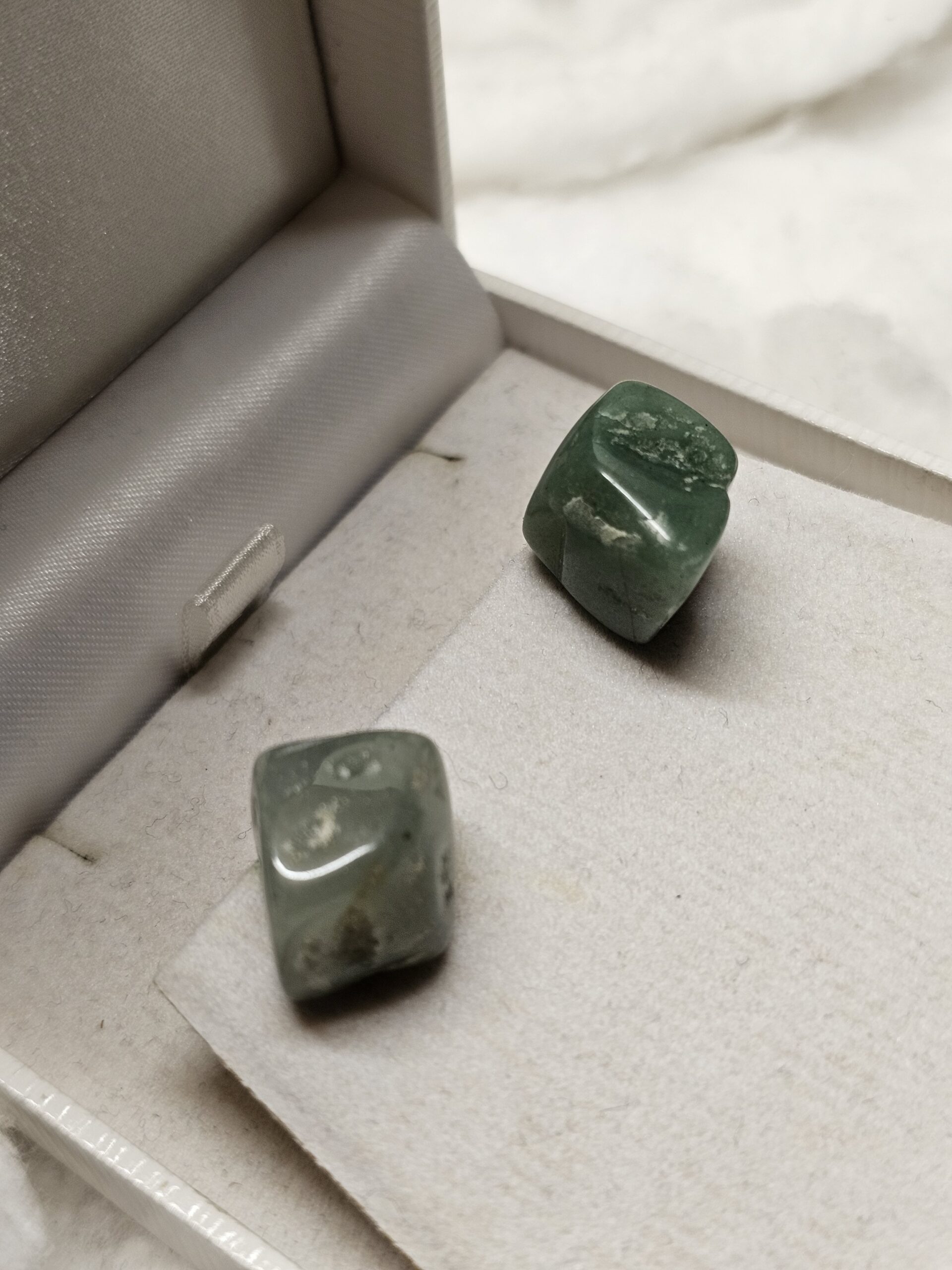 Tolle Ohrringe Ohrstecker Silber 925 Aventurin grün hellgrün Stein Vintage elegant SO444 – Bild 3