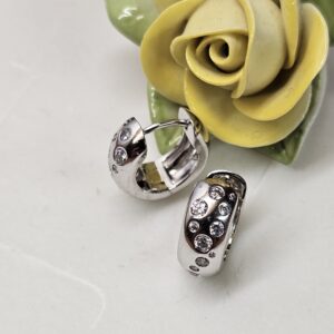 Silberohrringe Ohrringe Creolen Silber 925 Kristalle Steinchen klar Vintage elegant SO460