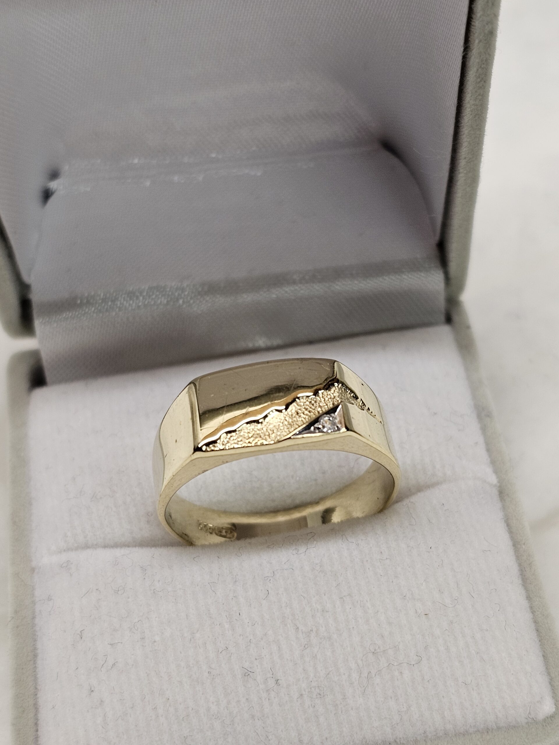 20,2 mm Ring Siegelring Gold 333 Kristall Steinchen klar Vintage elegant GR230 – Bild 4