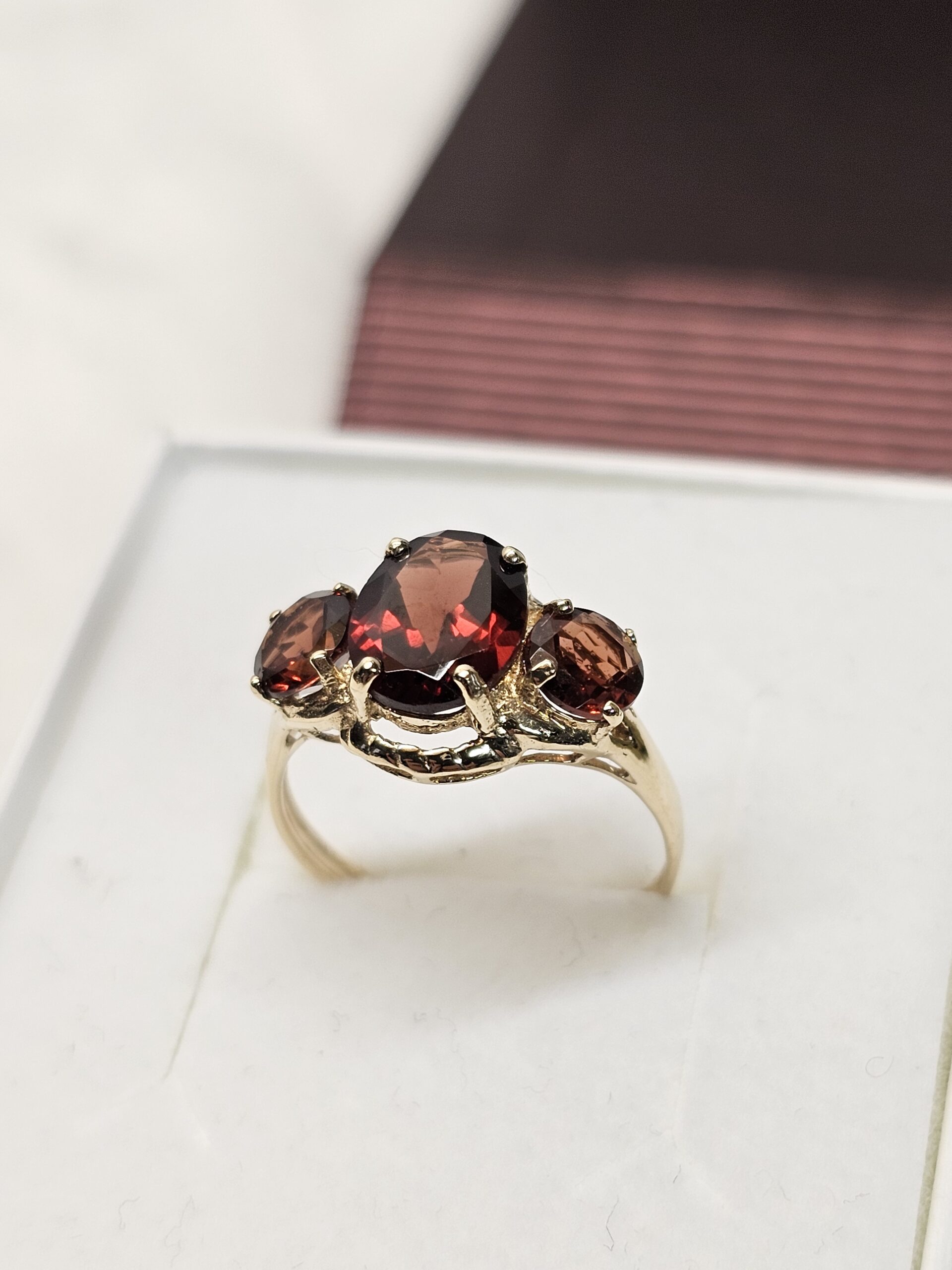 17 mm Nostalgischer Ring 10 k Goldring Gold 417 Granat Shabby Vintage elegant GR238 – Bild 3