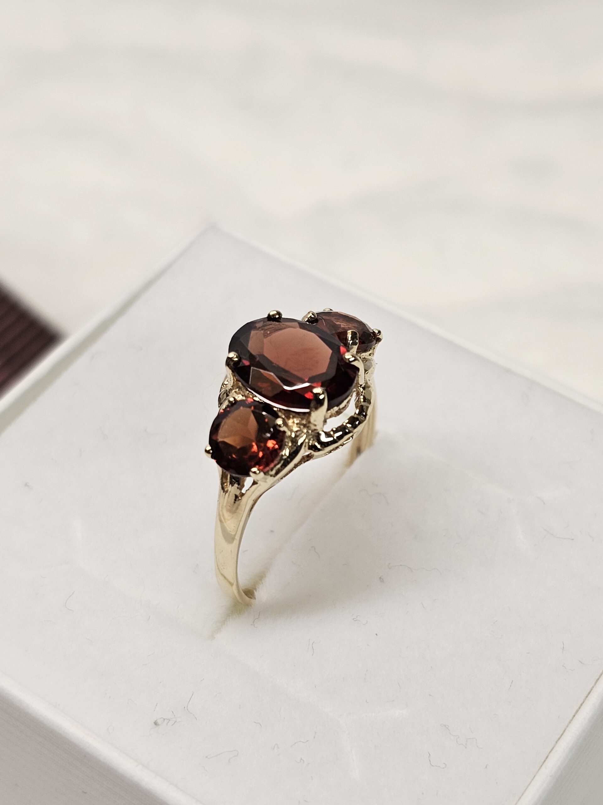 17 mm Nostalgischer Ring 10 k Goldring Gold 417 Granat Shabby Vintage elegant GR238 – Bild 2