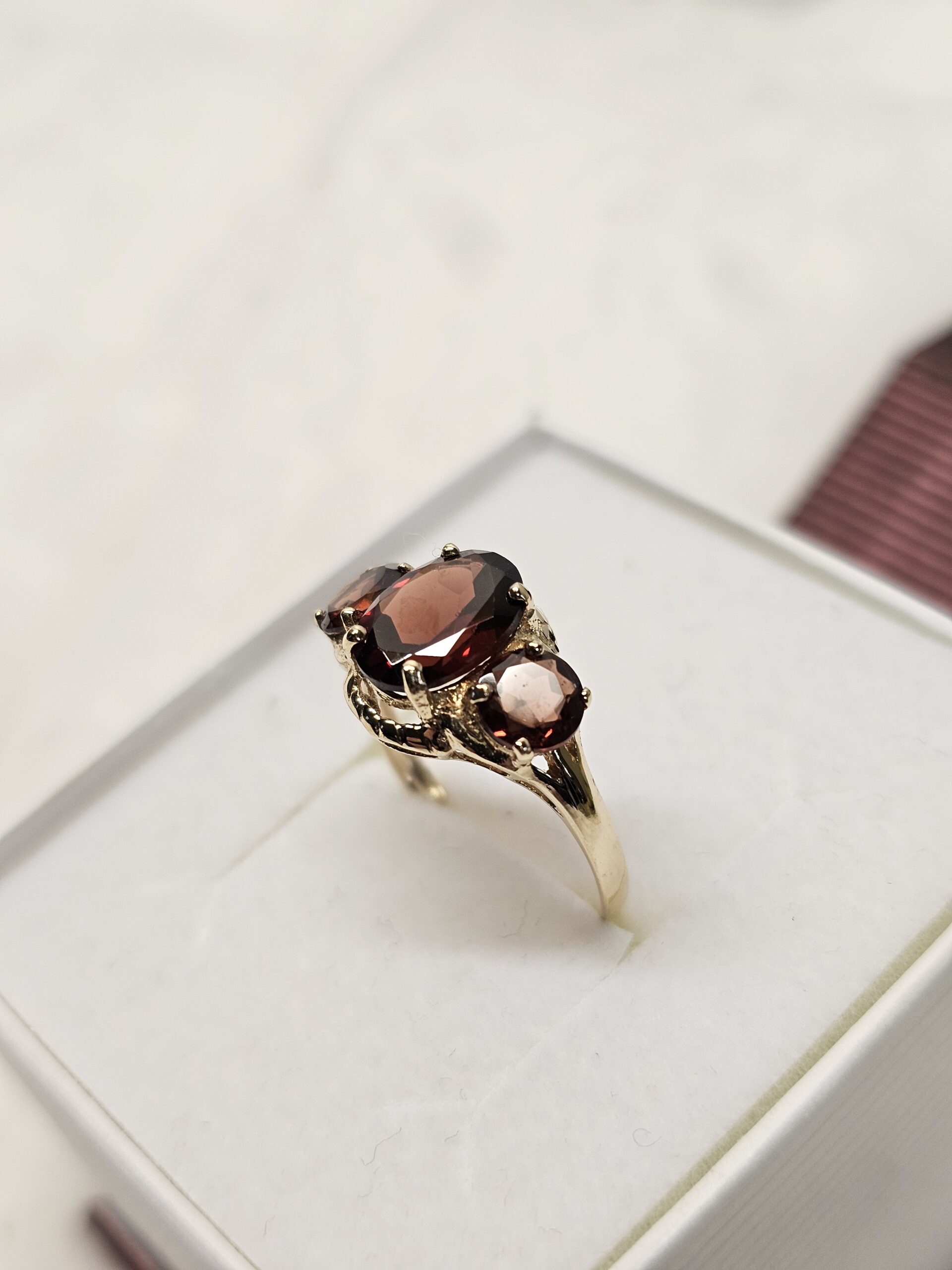 17 mm Nostalgischer Ring 10 k Goldring Gold 417 Granat Shabby Vintage elegant GR238 – Bild 4