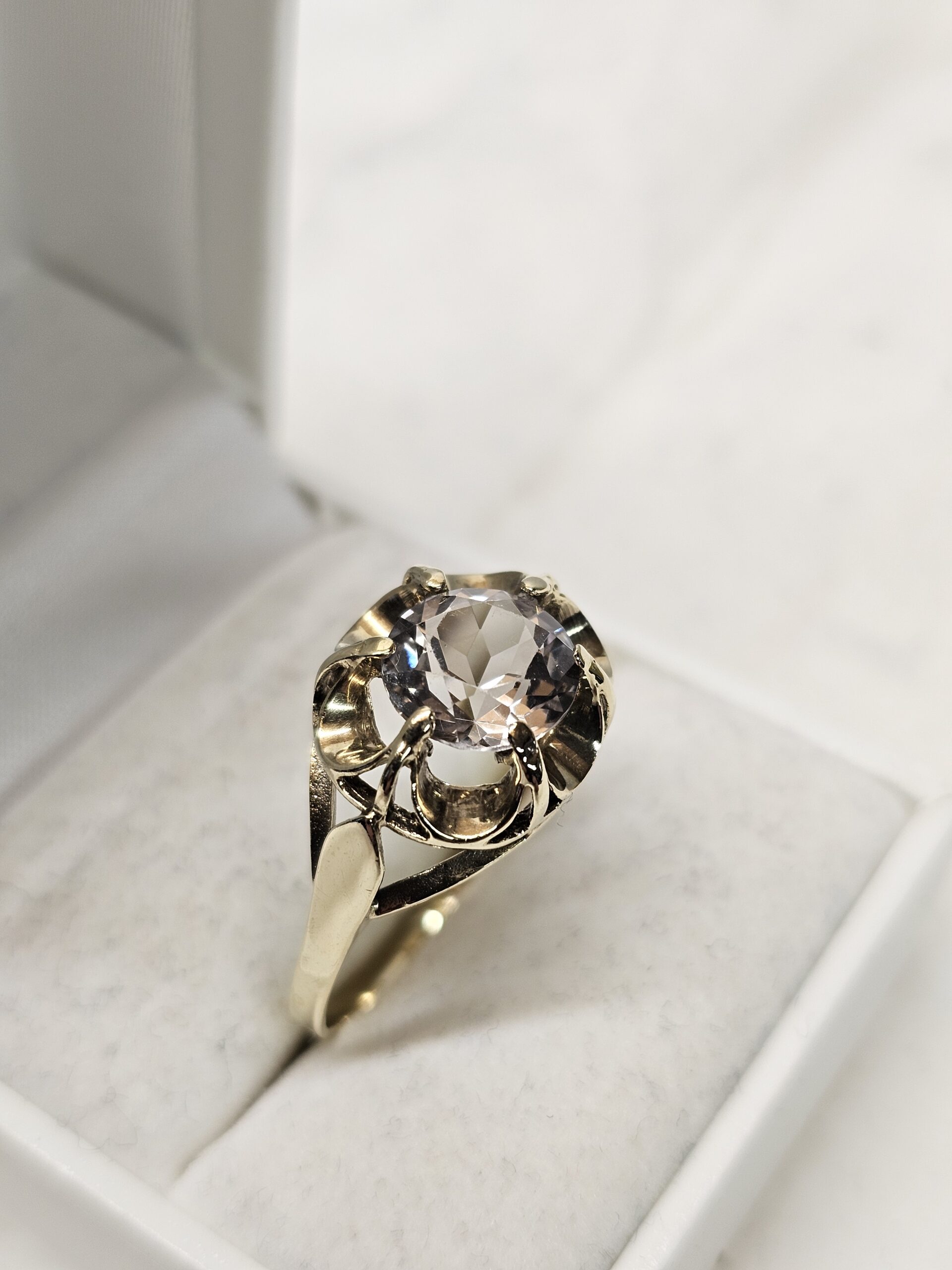 21,9 mm Art Deco edler Goldring Gold 333 Kristall klar Shabby Vintage selten rar GR229 – Bild 2