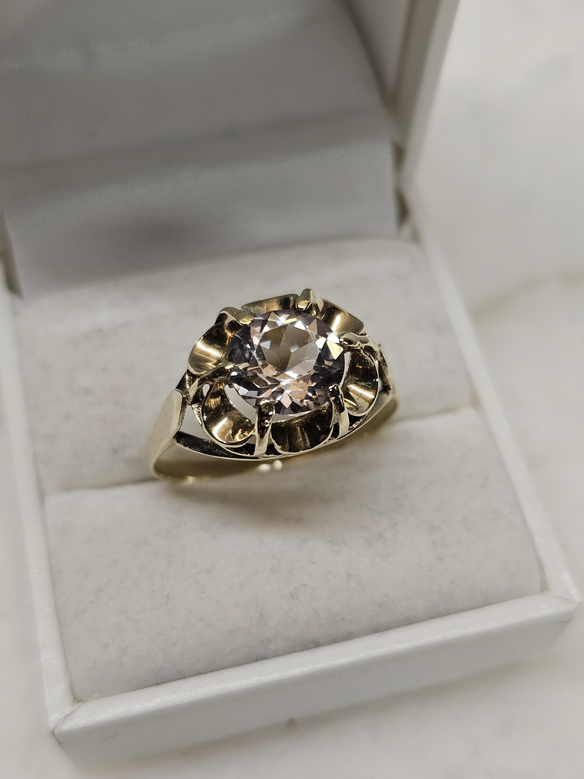 21,9 mm Art Deco edler Goldring Gold 333 Kristall klar Shabby Vintage selten rar GR229 – Bild 3