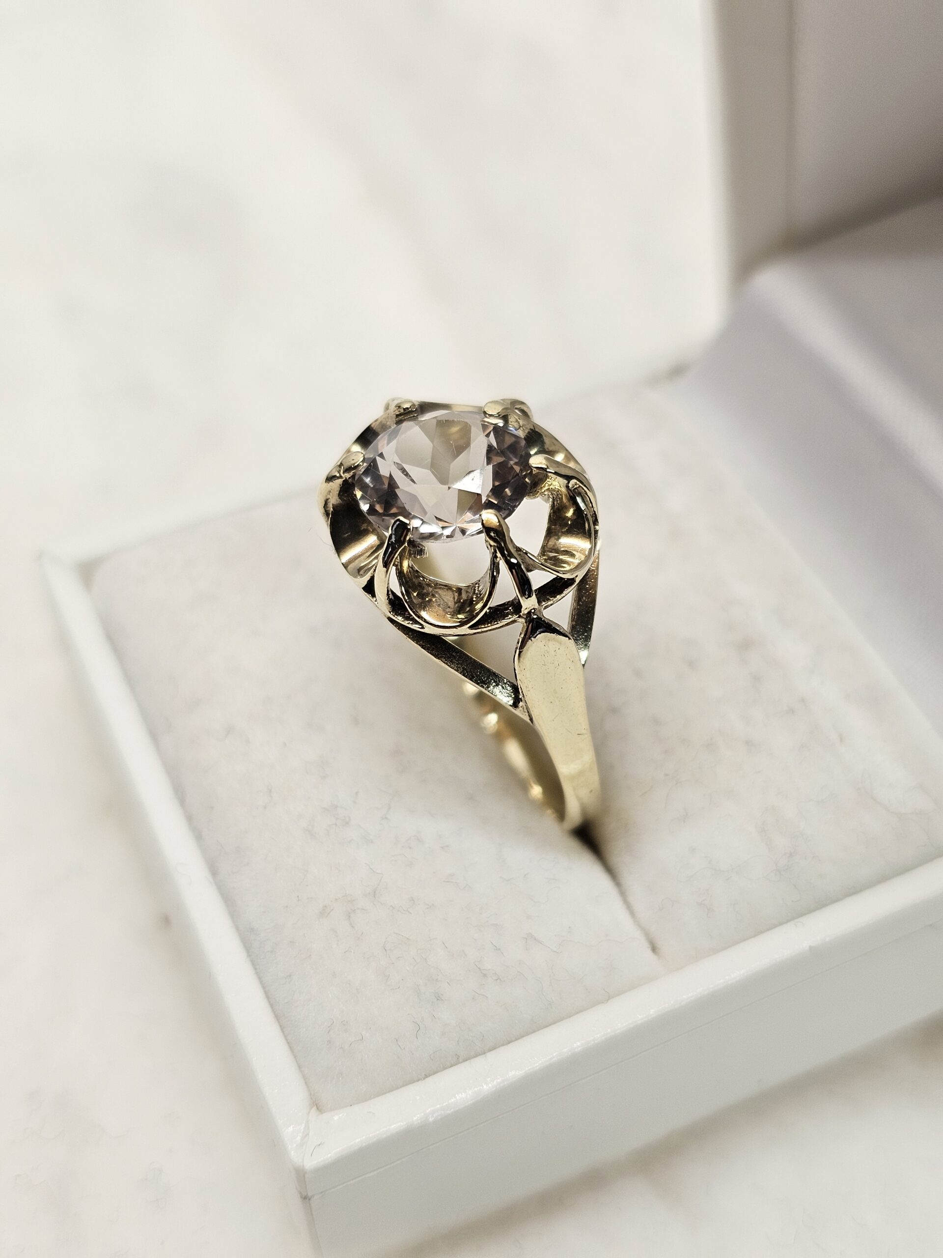 21,9 mm Art Deco edler Goldring Gold 333 Kristall klar Shabby Vintage selten rar GR229 – Bild 4