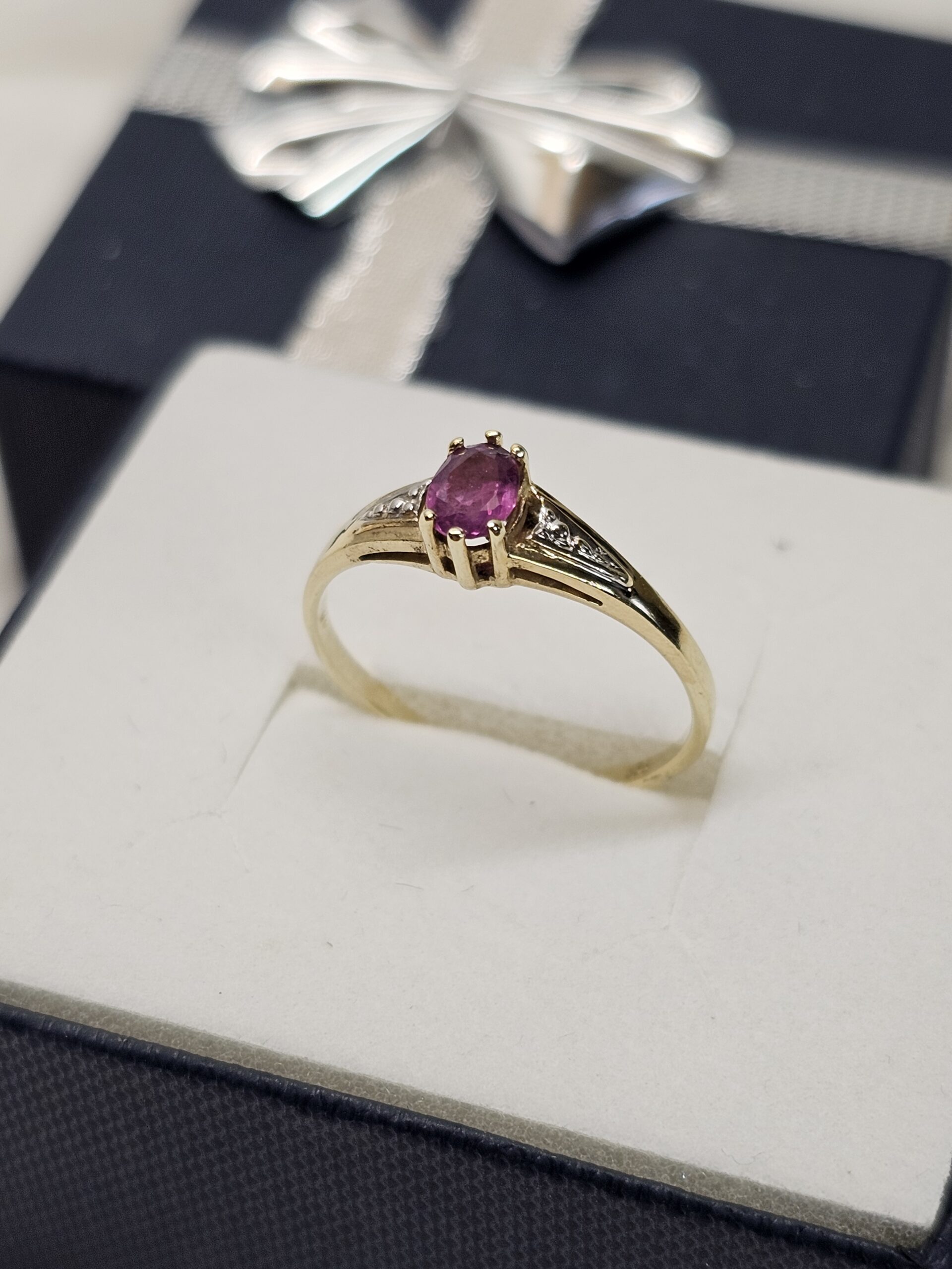 18,2 mm Nostalgischer Ring Gold 333 Lavendel Amethyst edel Vintage Design GR236 – Bild 4