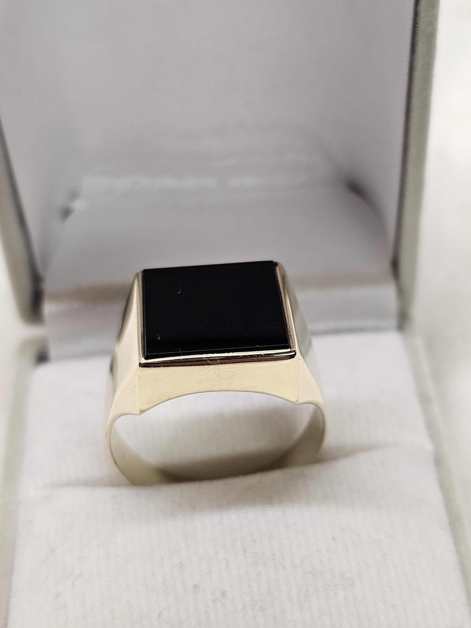 20,9 mm Ring Siegelring Gold 333 Onyx Lagenstein Platte schwarz Vintage Eleganz GR241 – Bild 4