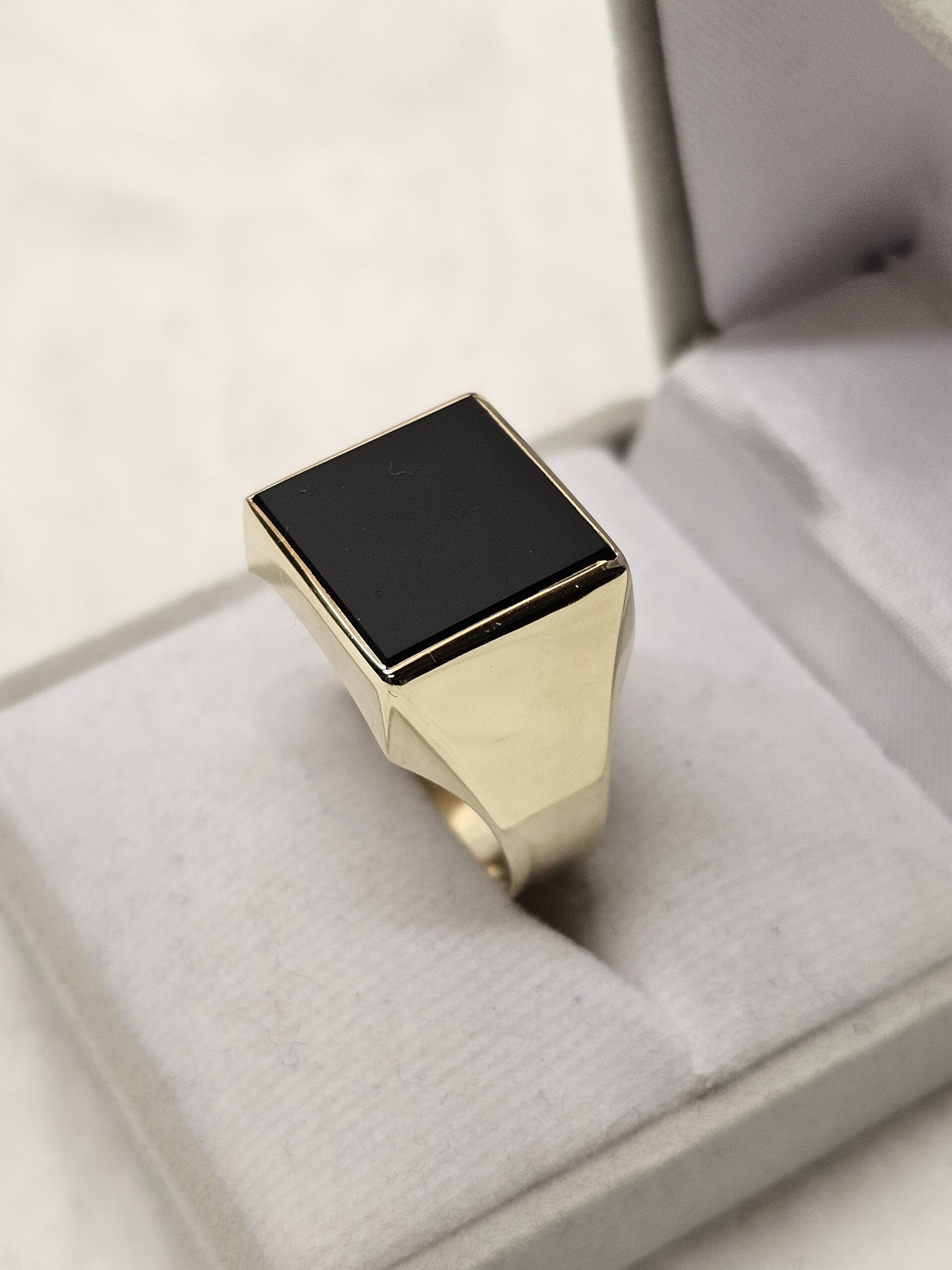 20,9 mm Ring Siegelring Gold 333 Onyx Lagenstein Platte schwarz Vintage Eleganz GR241 – Bild 3