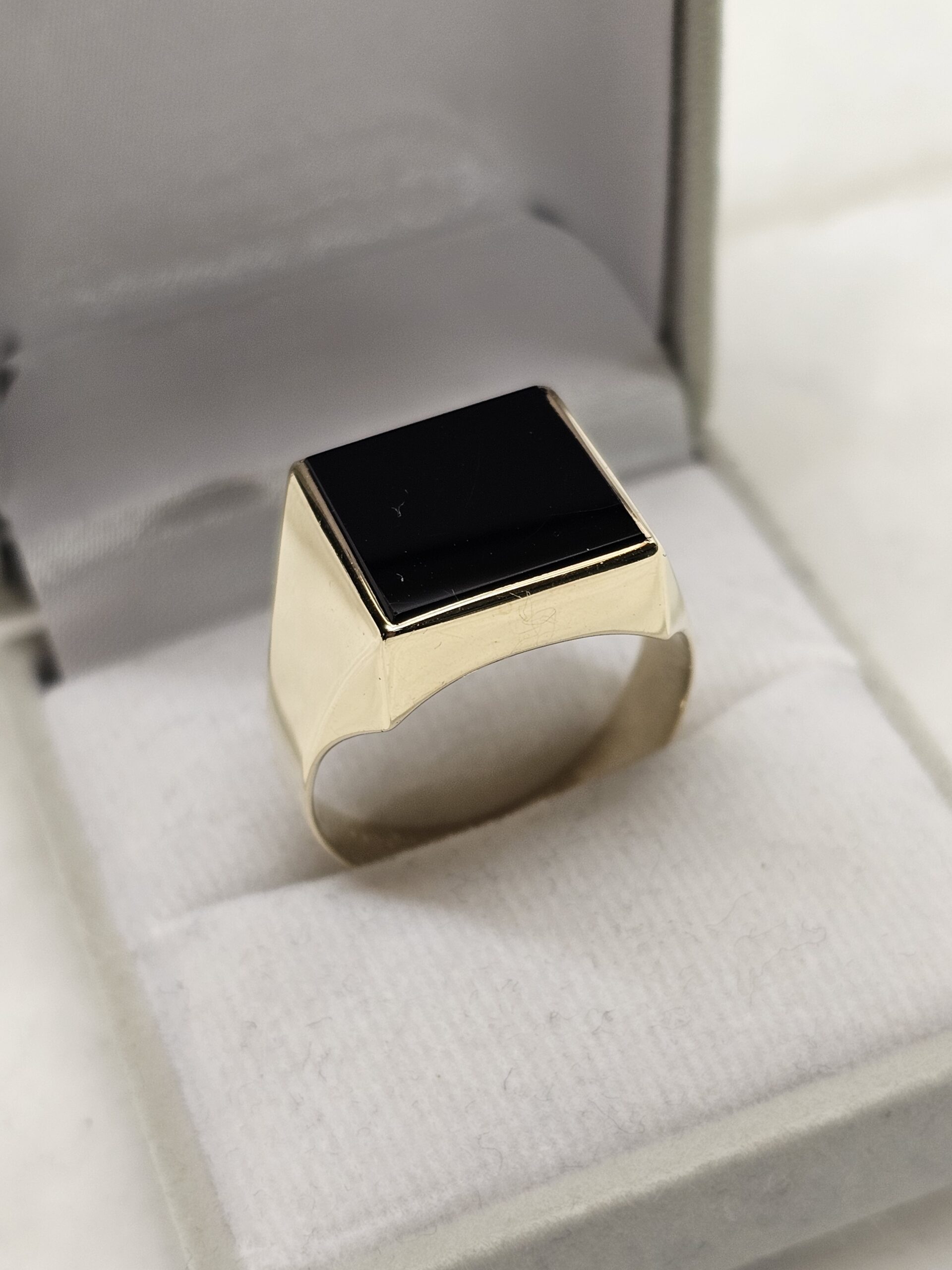 20,9 mm Ring Siegelring Gold 333 Onyx Lagenstein Platte schwarz Vintage Eleganz GR241 – Bild 2