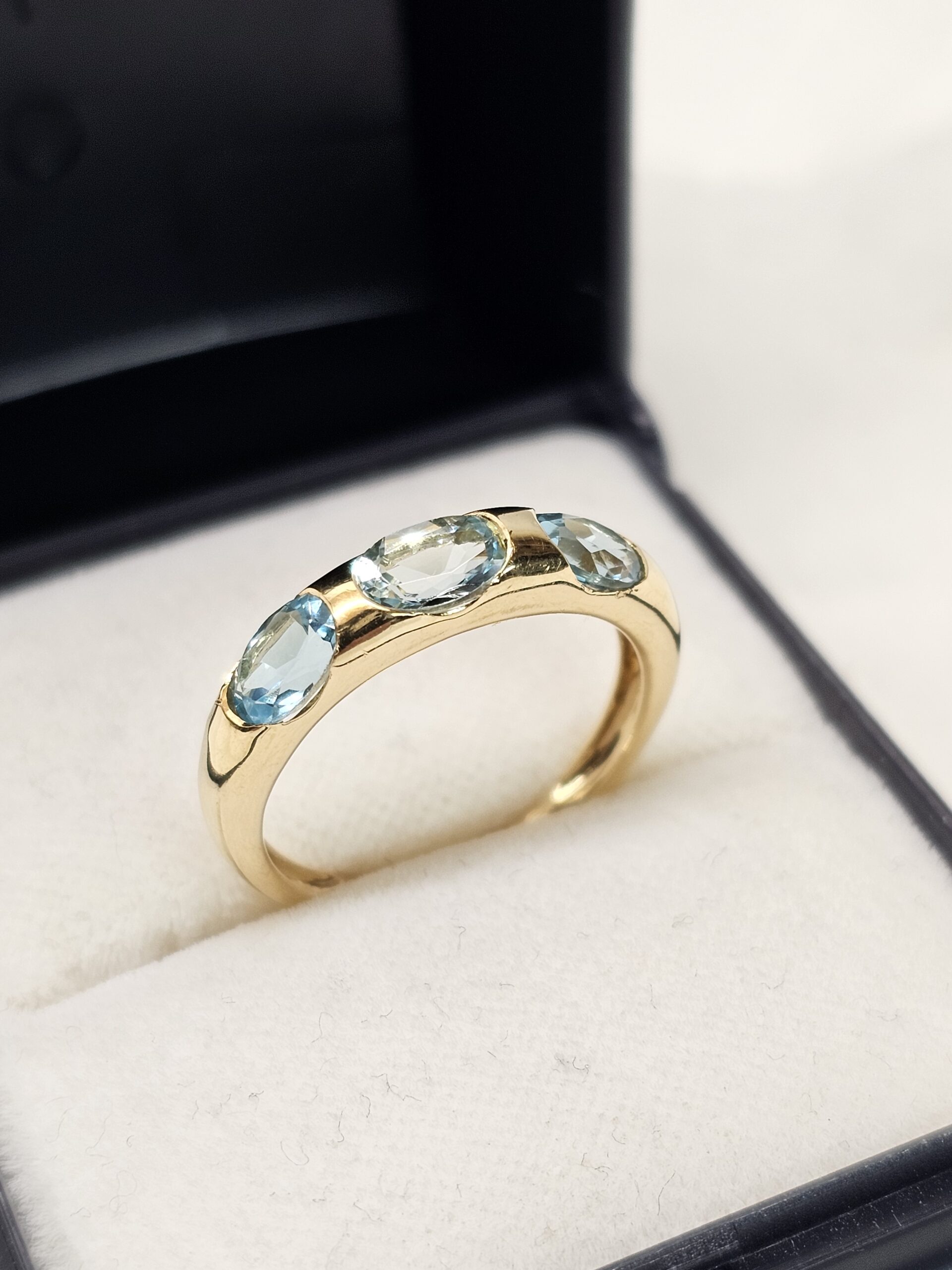 17,2 mm Eleganter Vintage Ring Gold 750 Topas Blautopas edel Vintage Design selten rar GR248 – Bild 4