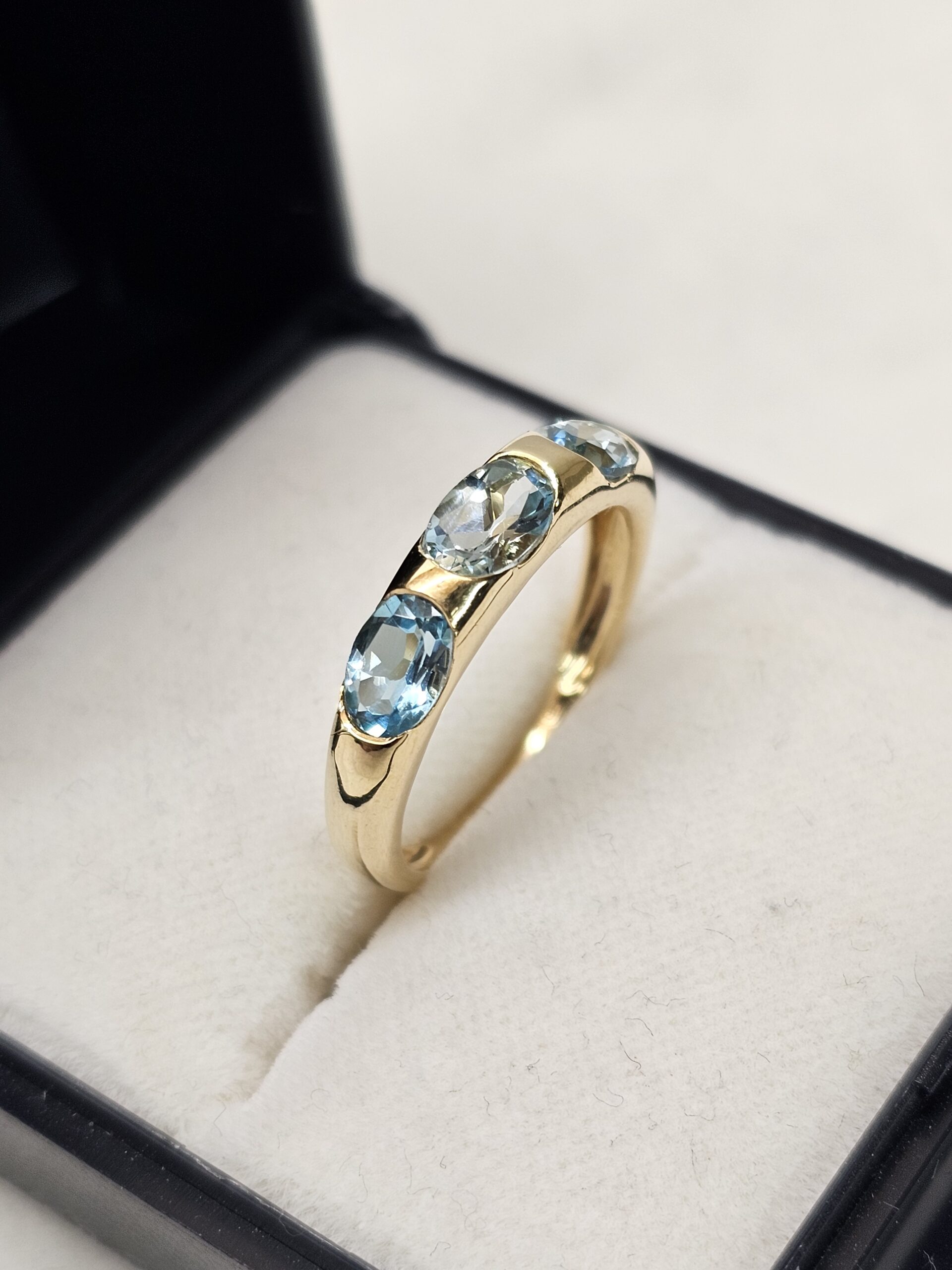 17,2 mm Eleganter Vintage Ring Gold 750 Topas Blautopas edel Vintage Design selten rar GR248 – Bild 3