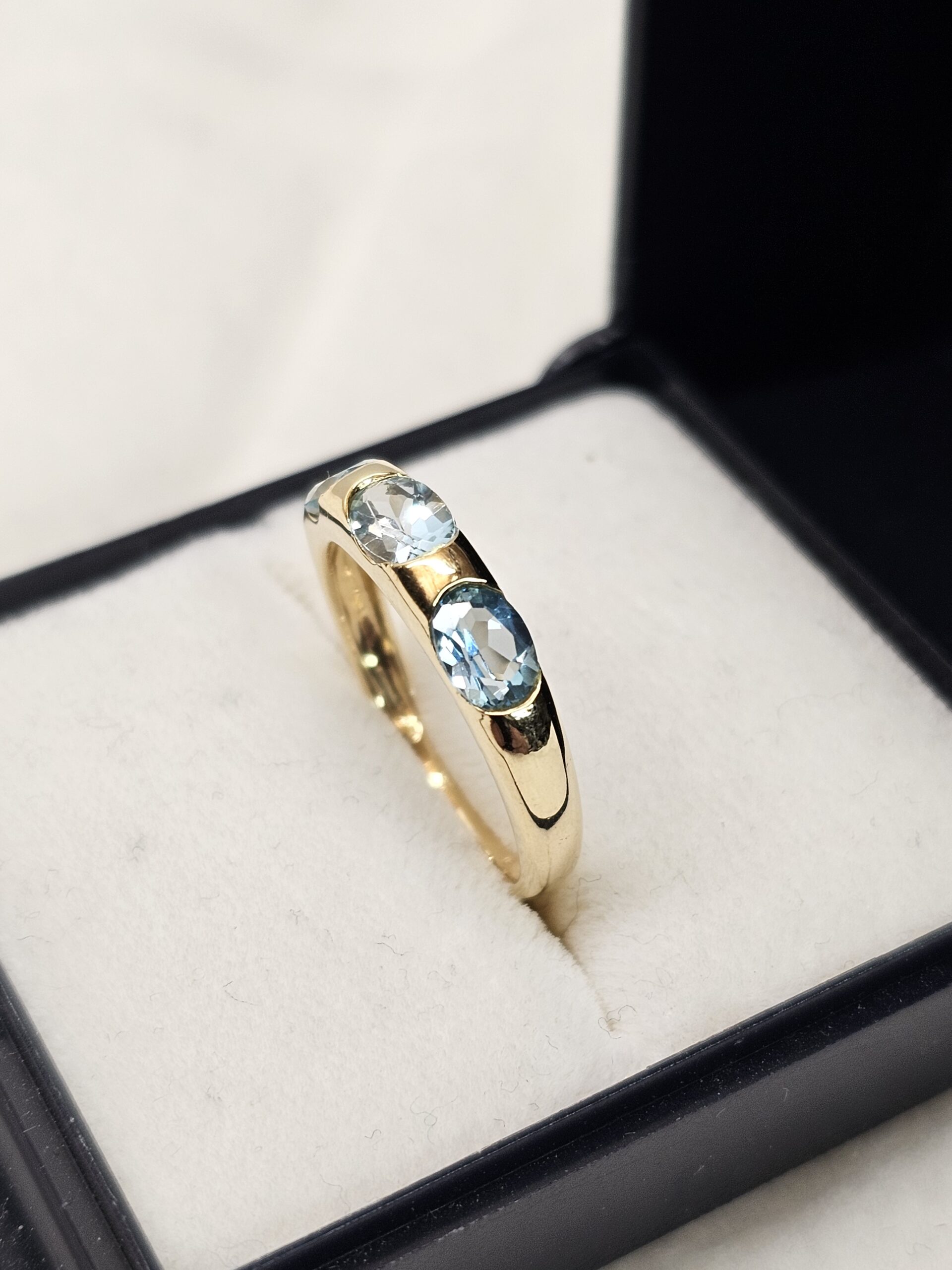 17,2 mm Eleganter Vintage Ring Gold 750 Topas Blautopas edel Vintage Design selten rar GR248 – Bild 2