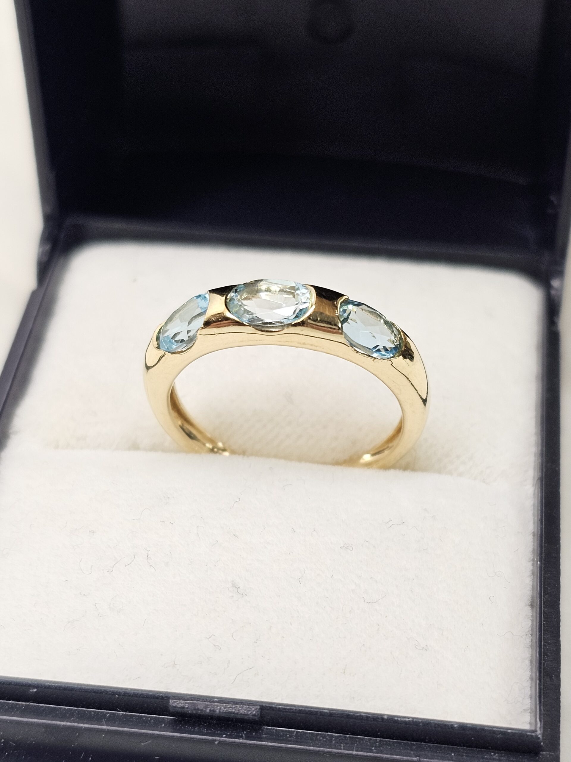 17,2 mm Eleganter Vintage Ring Gold 750 Topas Blautopas edel Vintage Design selten rar GR248