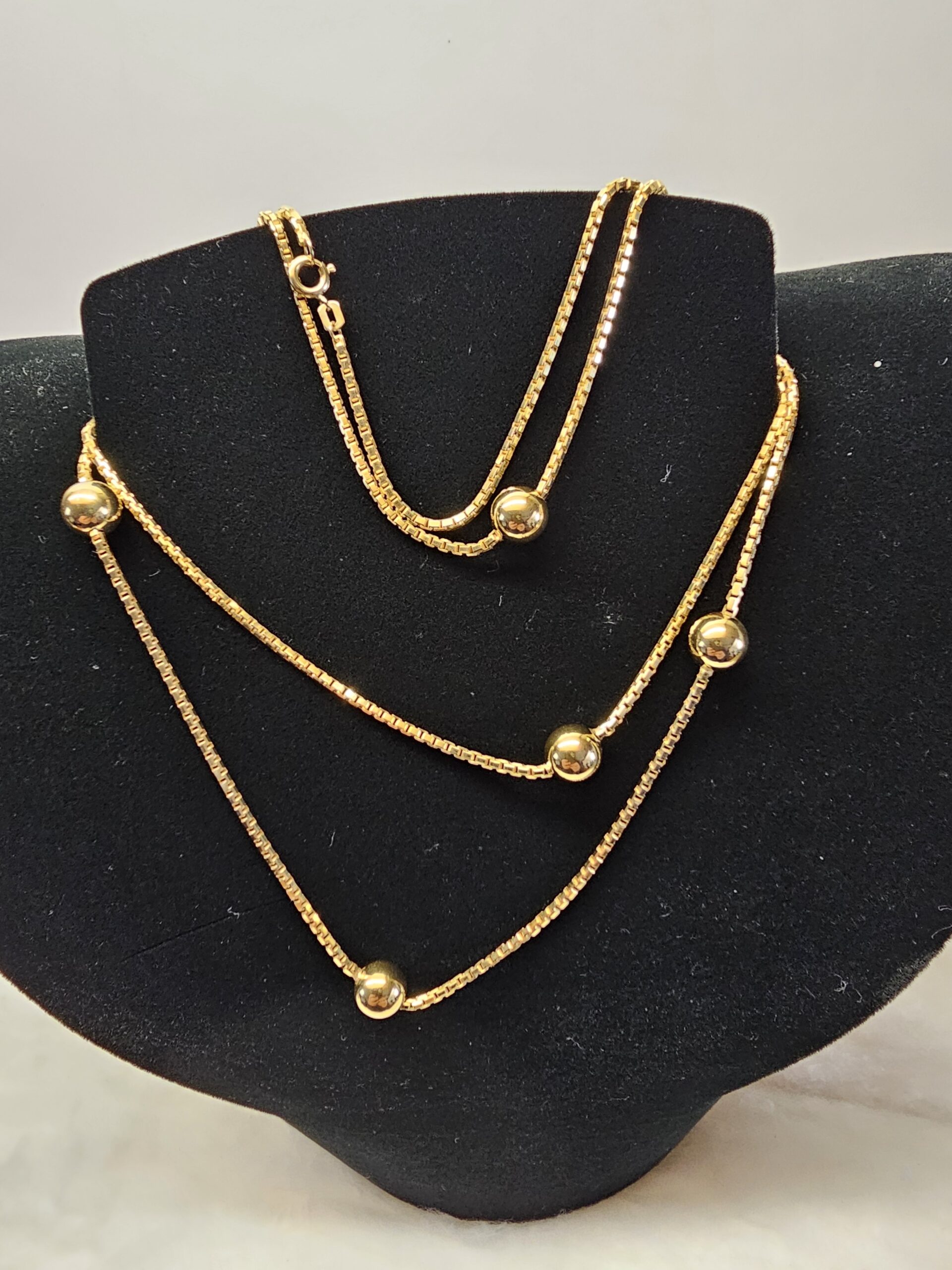 79,5 cm Venezianer Kette Halskette Kugelkette Gold 333 Kugeln Vintage elegant GK122 – Bild 2