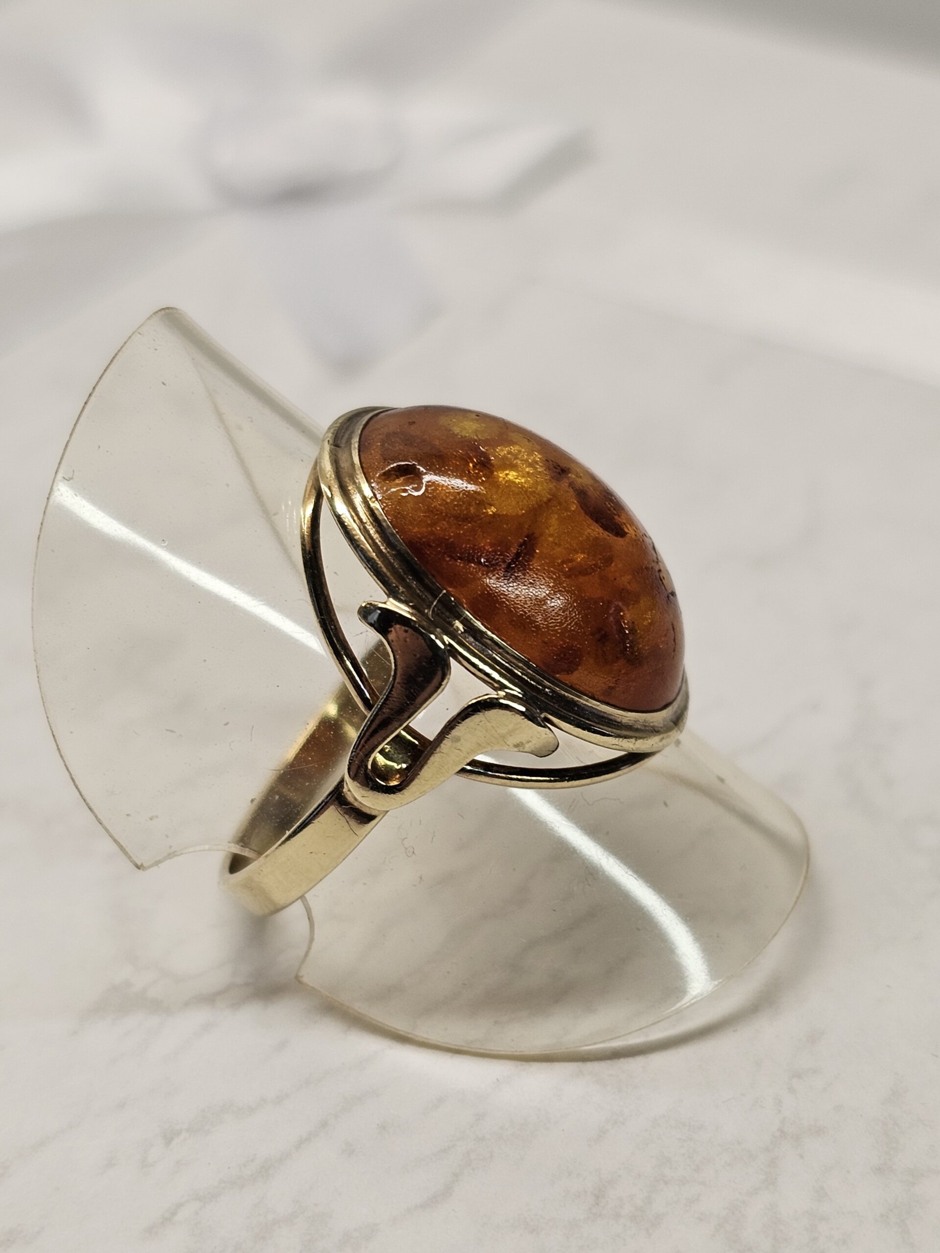 18,7 mm Nostalgischer Ring Gold 333 Bernstein Design Vintage elegant GR143 – Bild 2