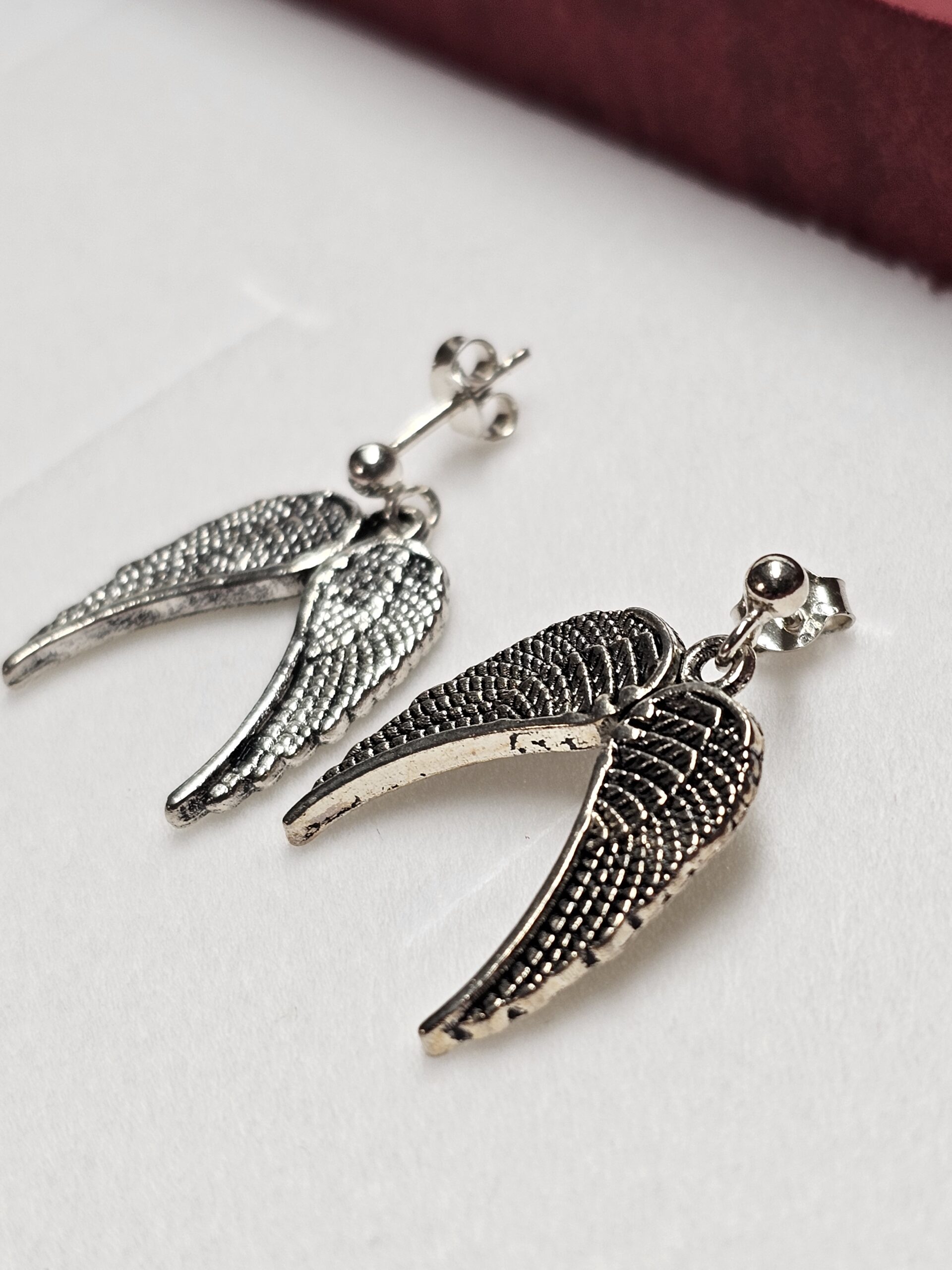 Ohrstecker lang Ohrringe Silber 925 Flügel Engelflügel Vintage selten rar SO486