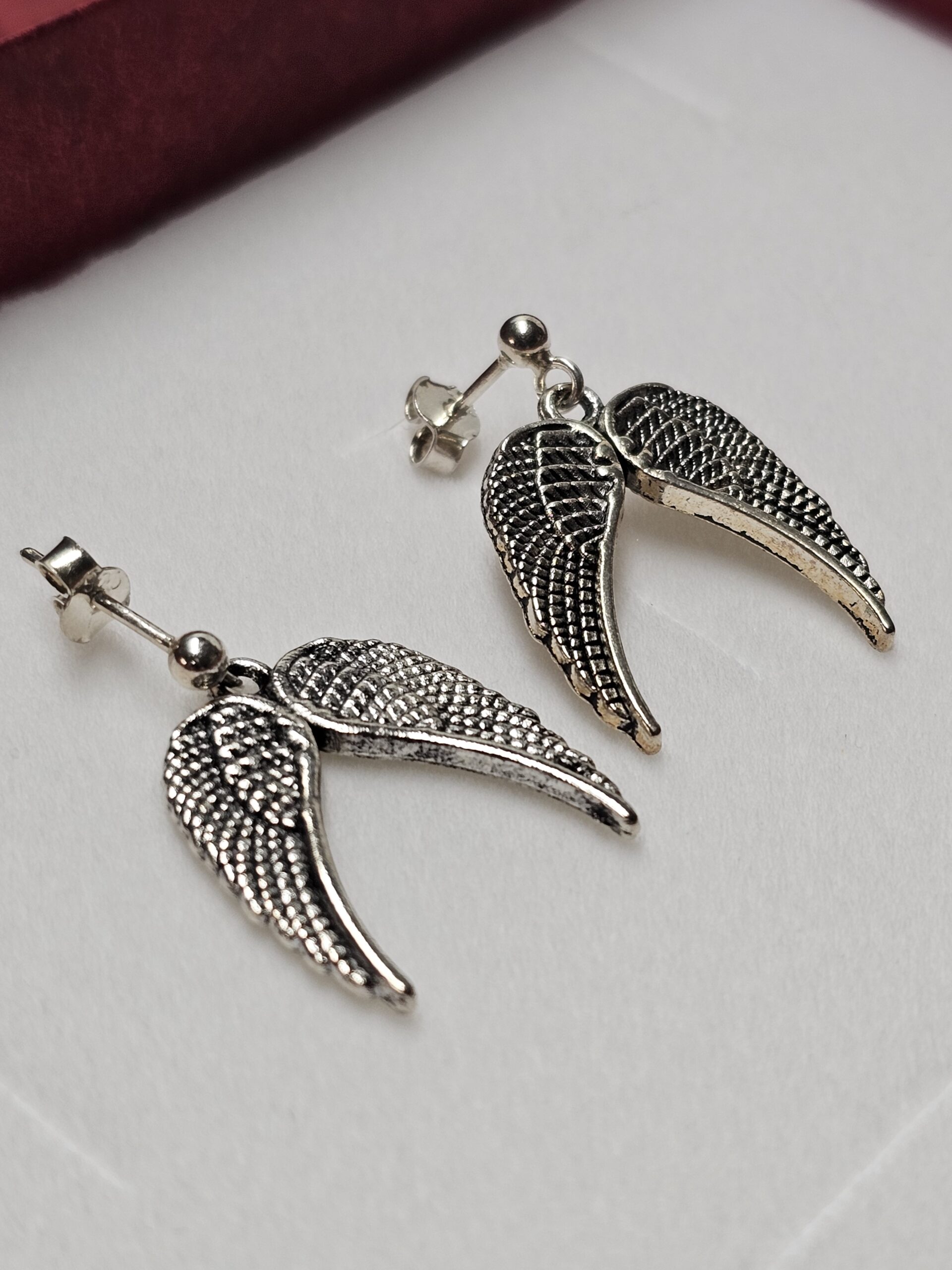 Ohrstecker lang Ohrringe Silber 925 Flügel Engelflügel Vintage selten rar SO486 – Bild 2