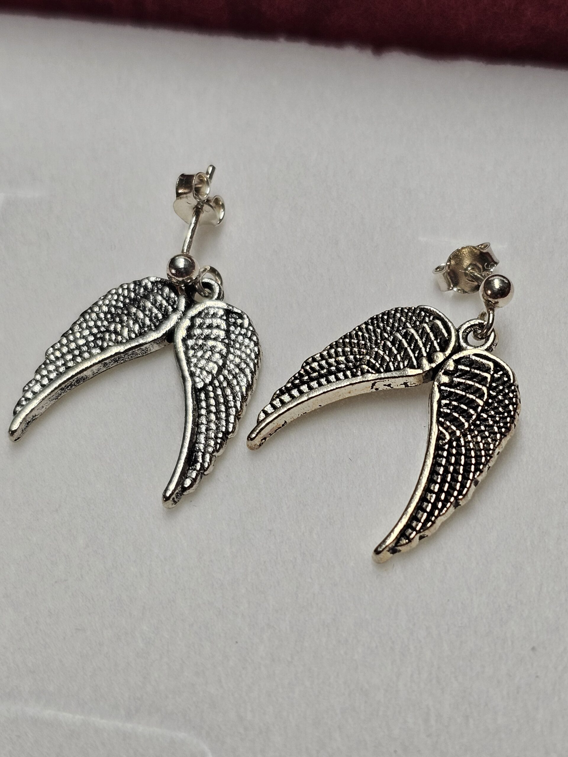 Ohrstecker lang Ohrringe Silber 925 Flügel Engelflügel Vintage selten rar SO486 – Bild 3