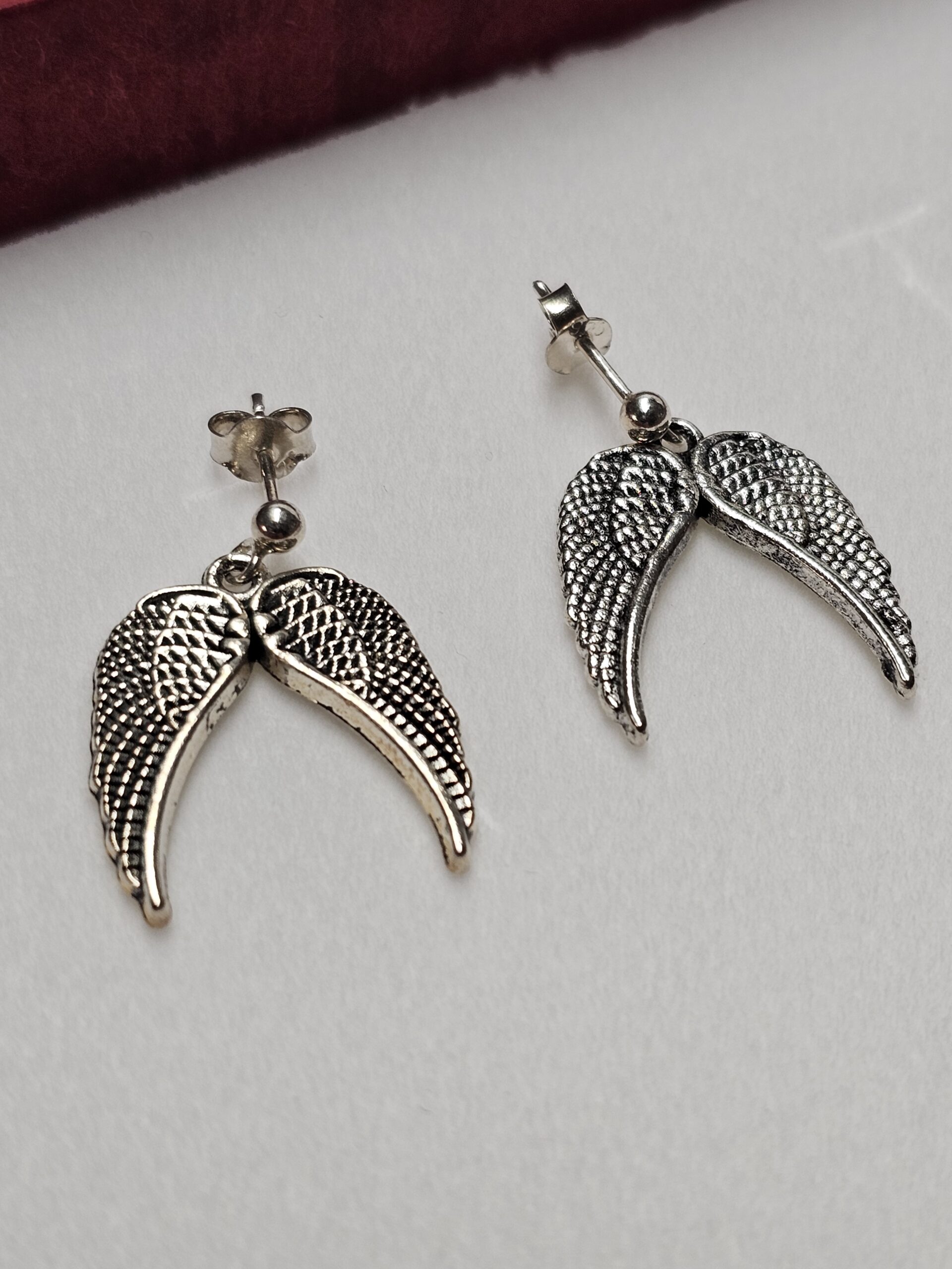 Ohrstecker lang Ohrringe Silber 925 Flügel Engelflügel Vintage selten rar SO486 – Bild 4