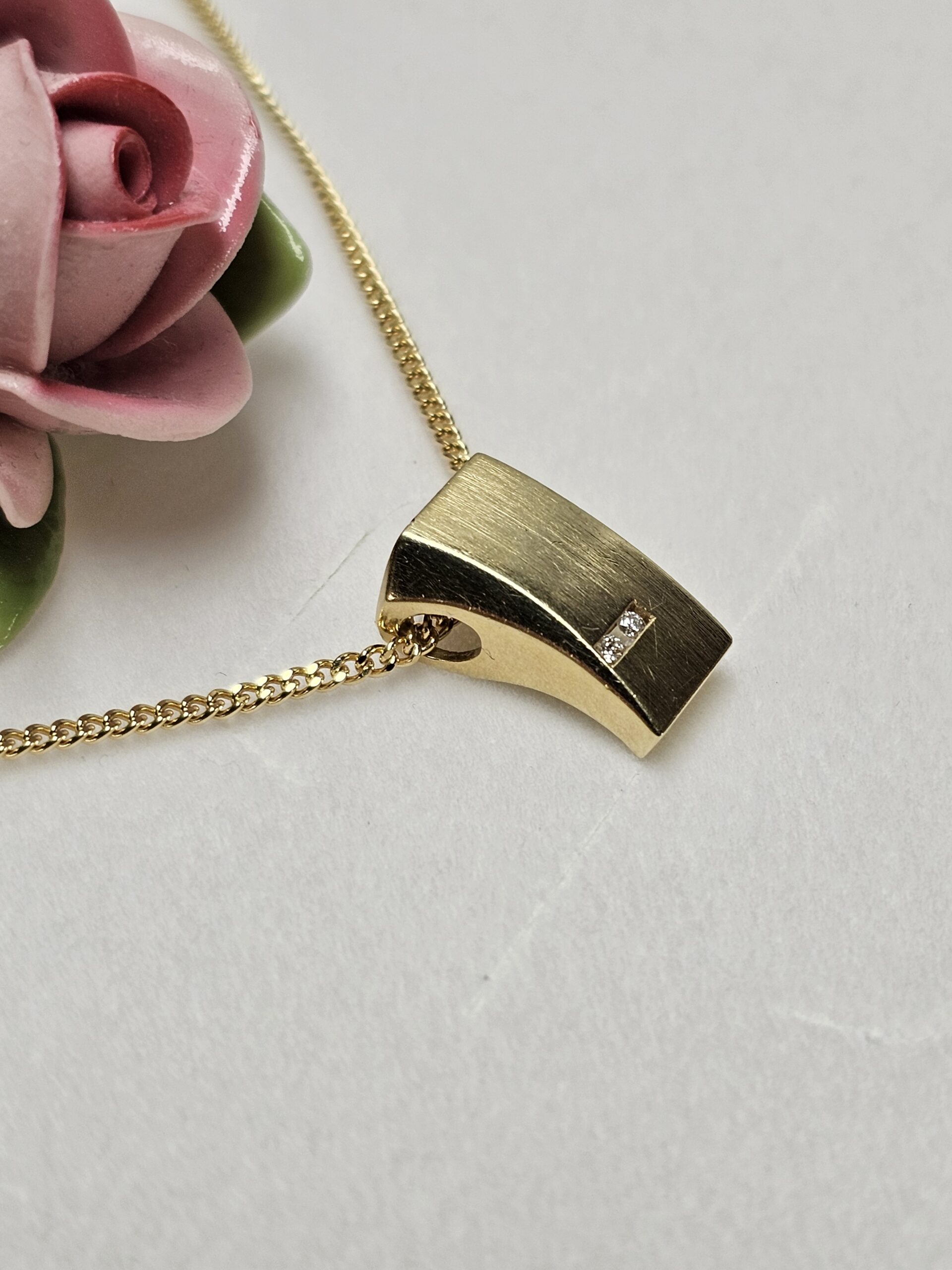 Goldanhänger Anhänger - ohne Kette - Gold 585 Diamant Steinchen Design länglich schlicht Vintage elegant GAN217 – Bild 4