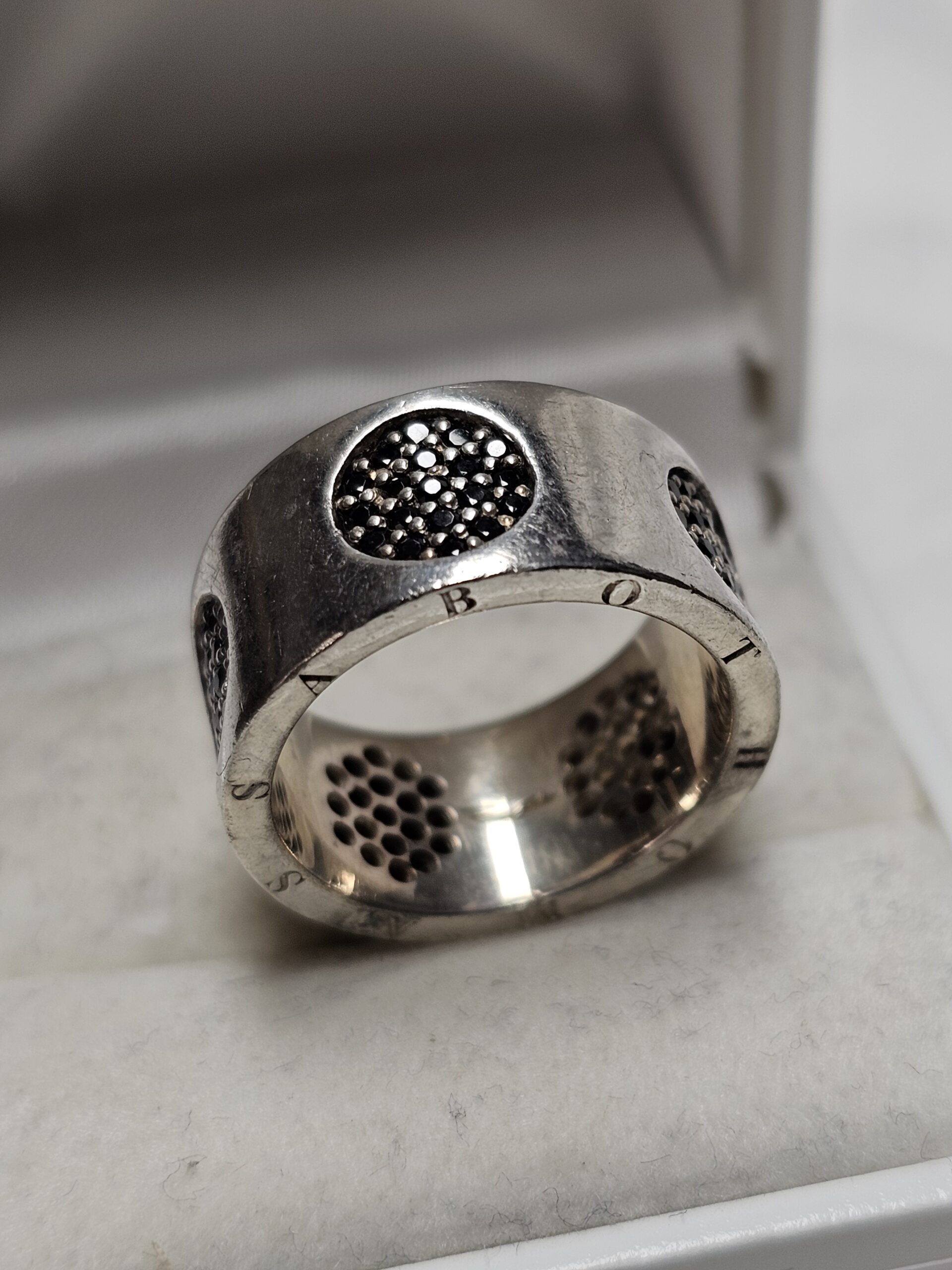 17,2 mm Eleganter Ring Bandring breit TS Silber 925 Kristalle Steine schwarz Vintage elegant SR1688 – Bild 4