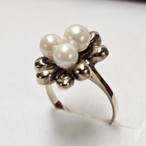 18,4 mm Nostalgischer Ring Gold 333 Perlen Shabby Vintage elegant GR261