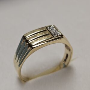 20,8 mm Goldring Siegelring Ring Gold 585 Diamant Steinchen Vintage Eleganz GR264