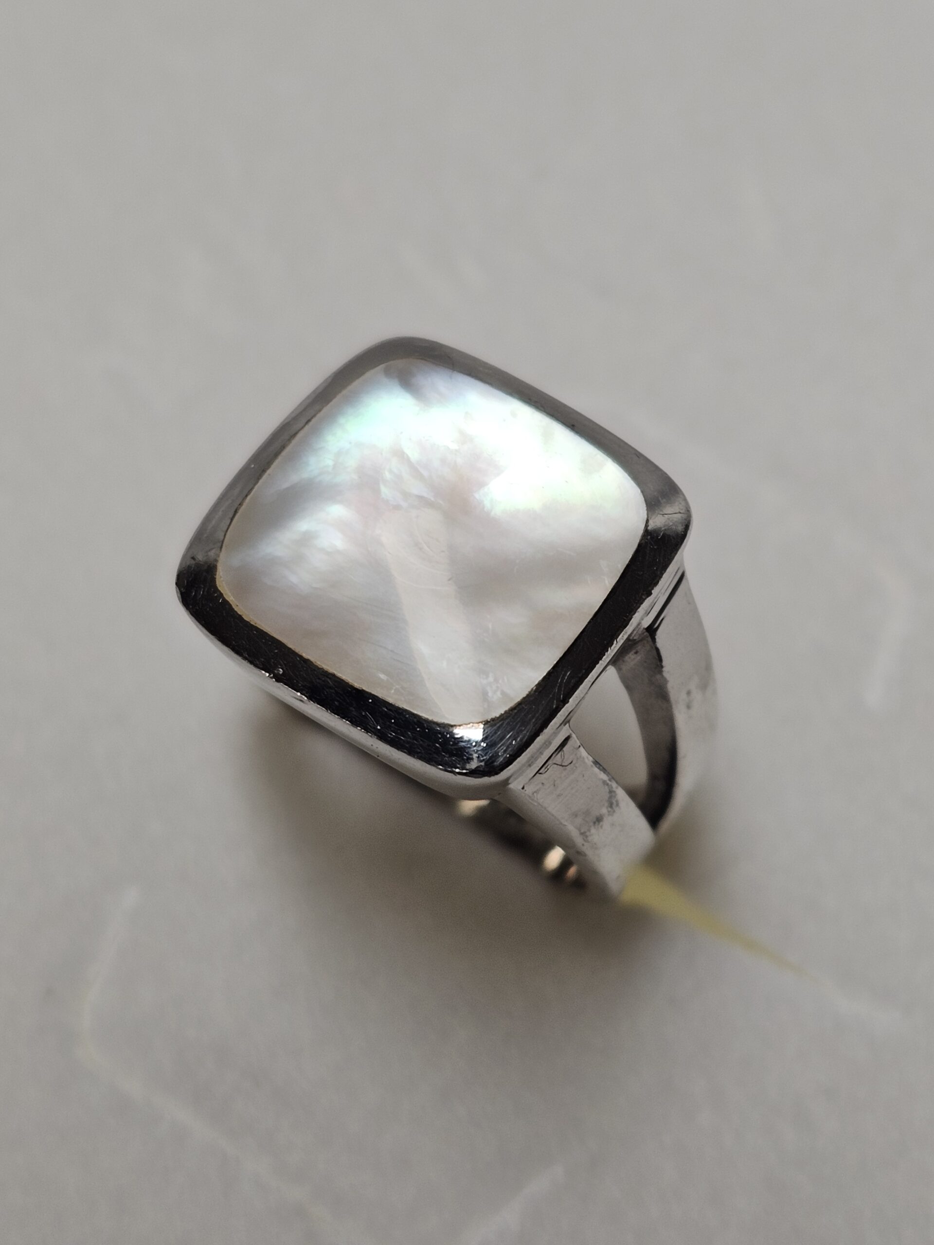 18,8 mm Stylisch schicker Ring Silber 925 Perlmutt Platte weiß edel Vintage SR1617